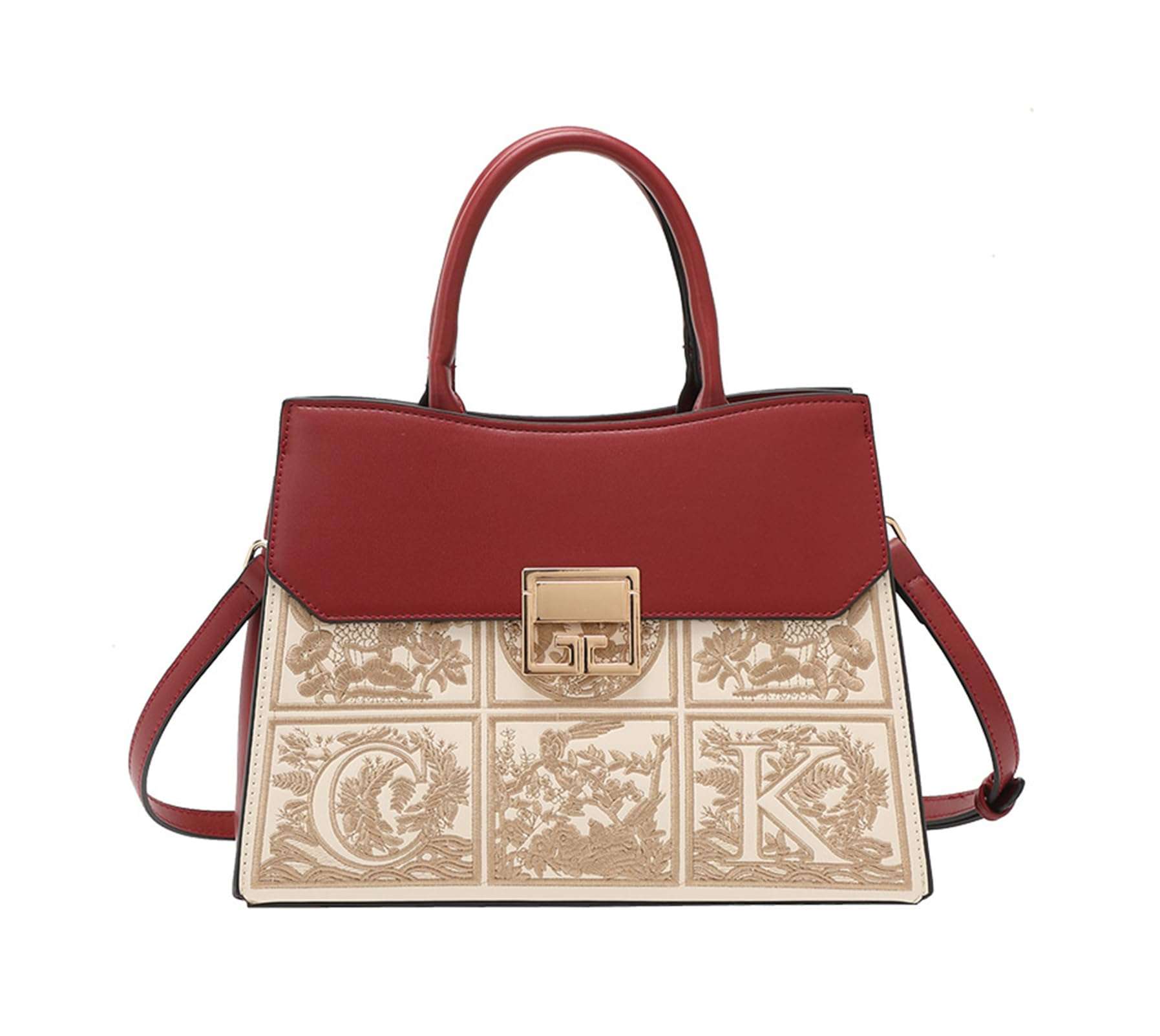 LANGSER Luxury Top Handle Shoulder Bag for Women PU Leather Embroidery Tote Crossbody Party Wedding Satchel Handbag and Purse 1