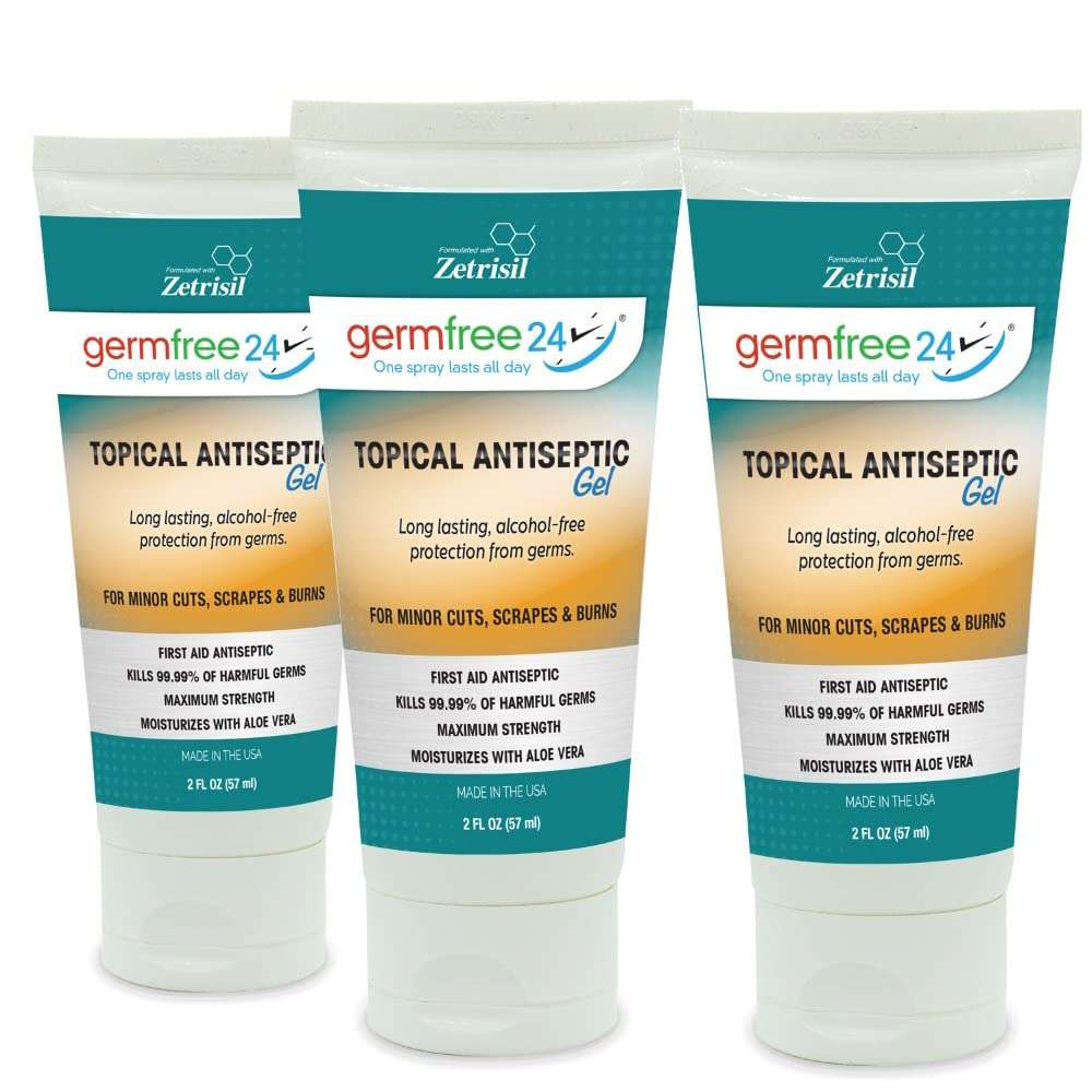 Germfree24 Topical Antiseptic Gel 2.0 oz. - Formulated with Zetrisl (3) 1