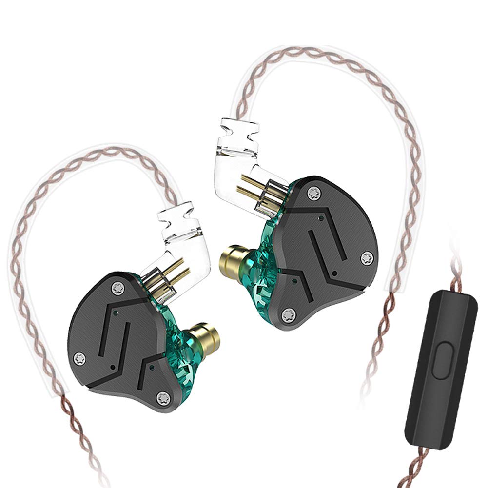 KINBOOFI KZ ZSN Earphone 1BA 1DD, High Fidelity in Ear Earbuds High Resolution in Ear Monitor 0.75mm 2 pin Cable, Noise Cancelling Headphone (Cyan Mic)