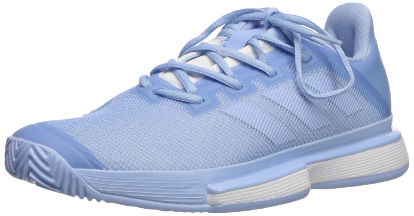 adidas Women's SoleMatch Bounce Tennis Shoe, Glow Blue/Glow Blue/White, 11 M US