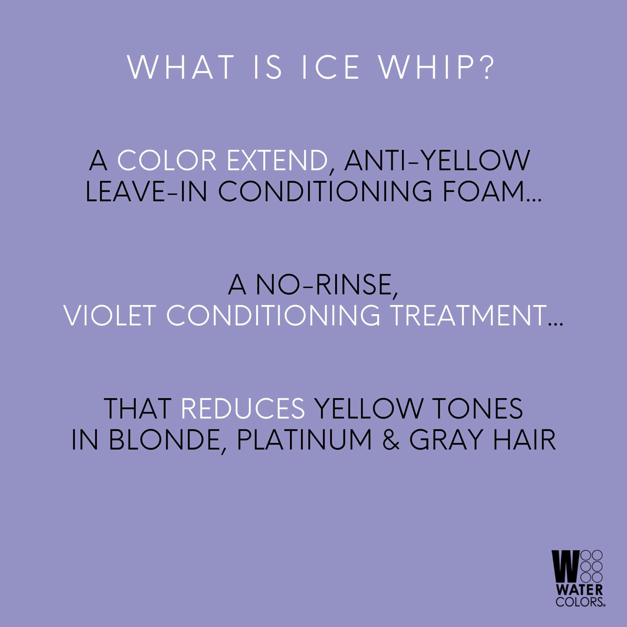 Watercolors Ice Whip Anti-Yellow Leave-In Conditioning Foam Mousse for Blonde, Platinum, Bleached, Silver, Gray, Ash & Brassy Hair - Violet Purple 6.5 oz, 3 Count 3