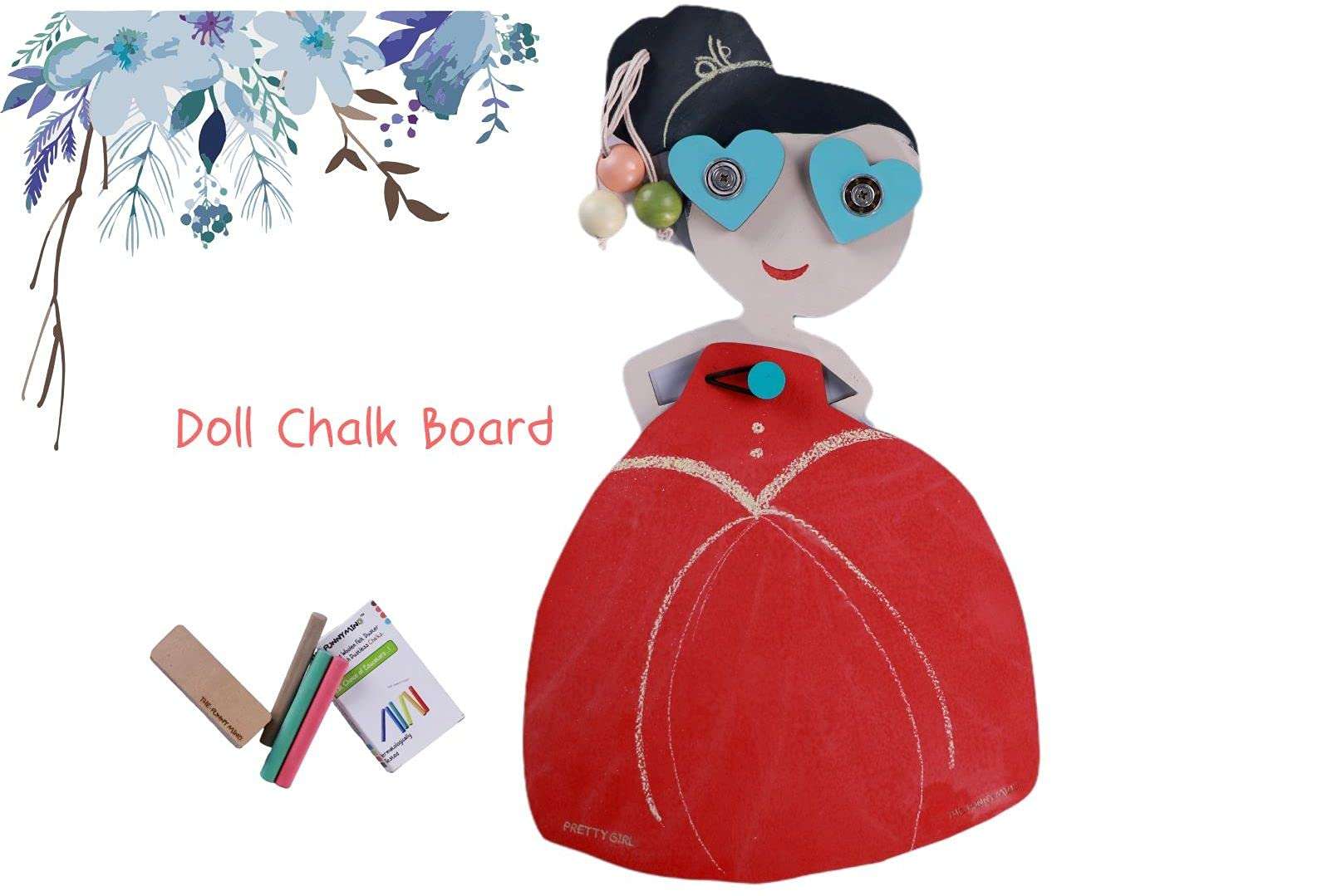 THE FUNNY MIND Wooden Multipurpose Doll Red Chalk Board with Stand,Chalk,and Duster for Kids,Toddlers,Infants,Desk,Kitchen,Dining Table,Side Table,Restaurant Ideal for Gifts,Learning,Doodle,D�cor 6