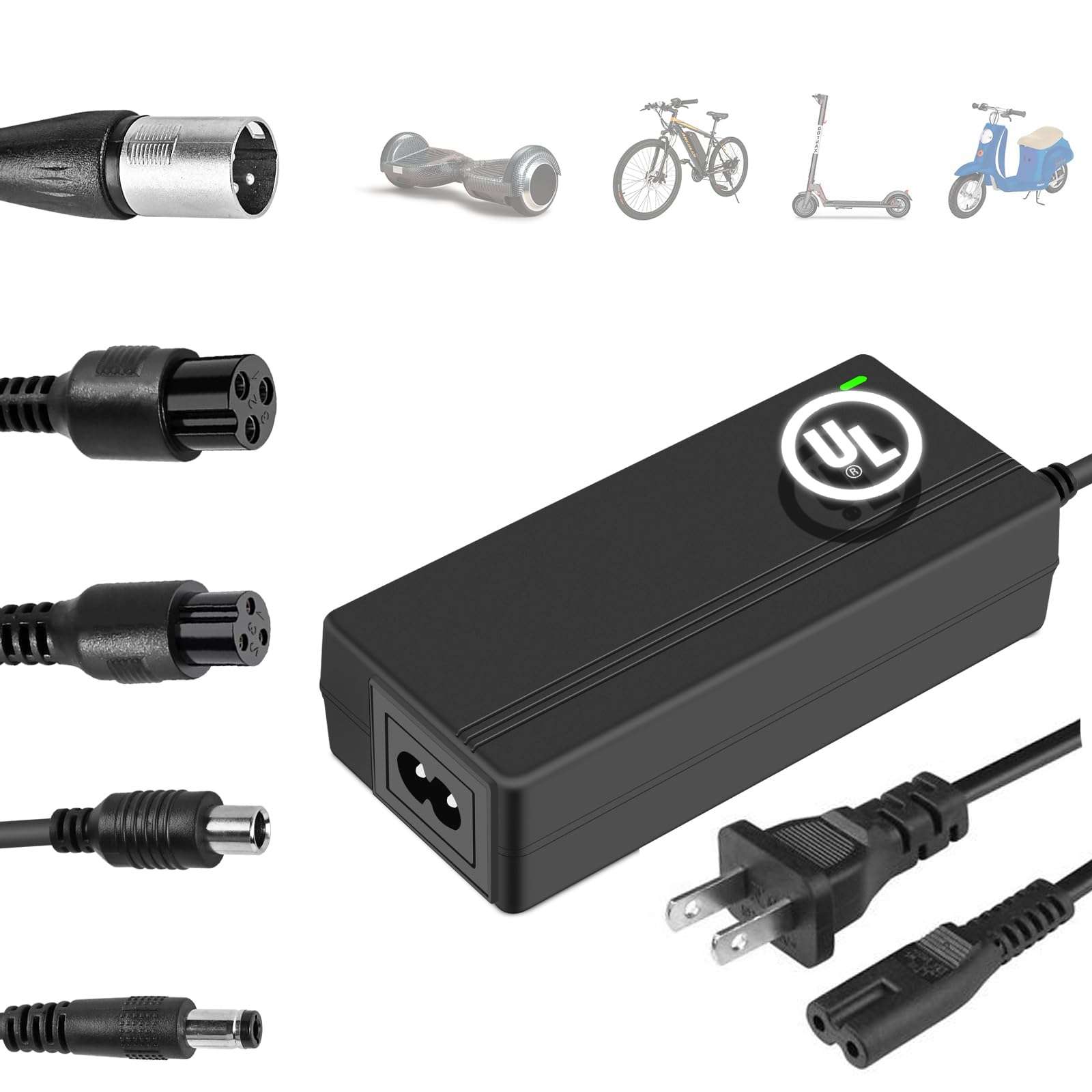 Carsty 42V Electric Scooter Charger UL Certified for 36V Lithium Battery 5 Plugs, Compatible with Gotrax, Jetson, Razor, Voyage, ninebot,Swagtron,Bird,Segway Electric Bike Scooters Ebikes 2