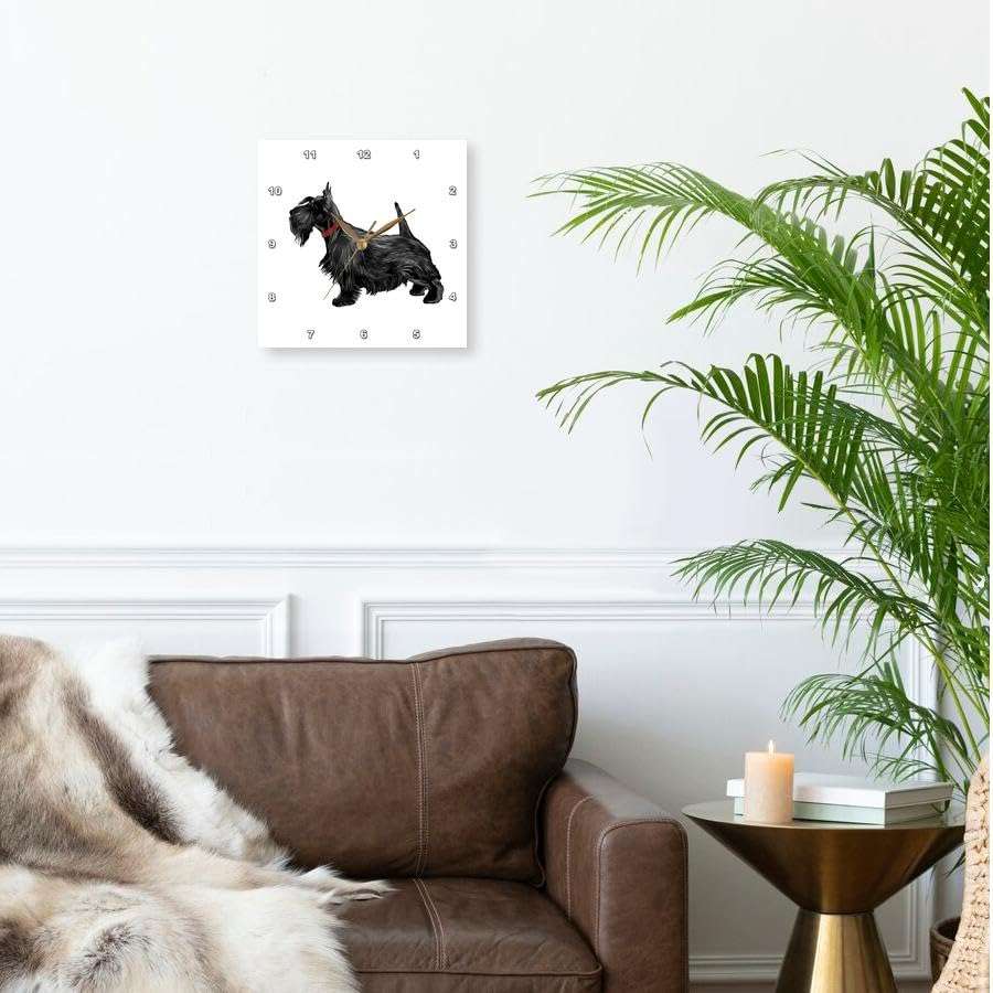 3dRose Wall Clock Silent - 13 inch - A Scottish Terrier Design for Dog Lovers and Scottie Dog Owners - Creative Studios – Scottish Terrier 3