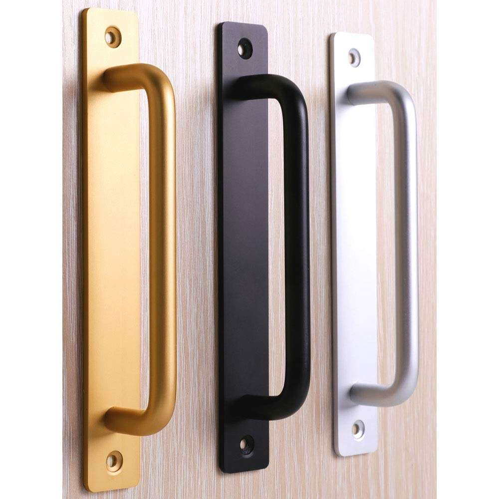 Door Handle Aluminum Alloy Drawer Handle Shop Window Wooden Door Handle Perforated Installation Push-pull Handle (Color : Matt black, Size : 15cm) 3
