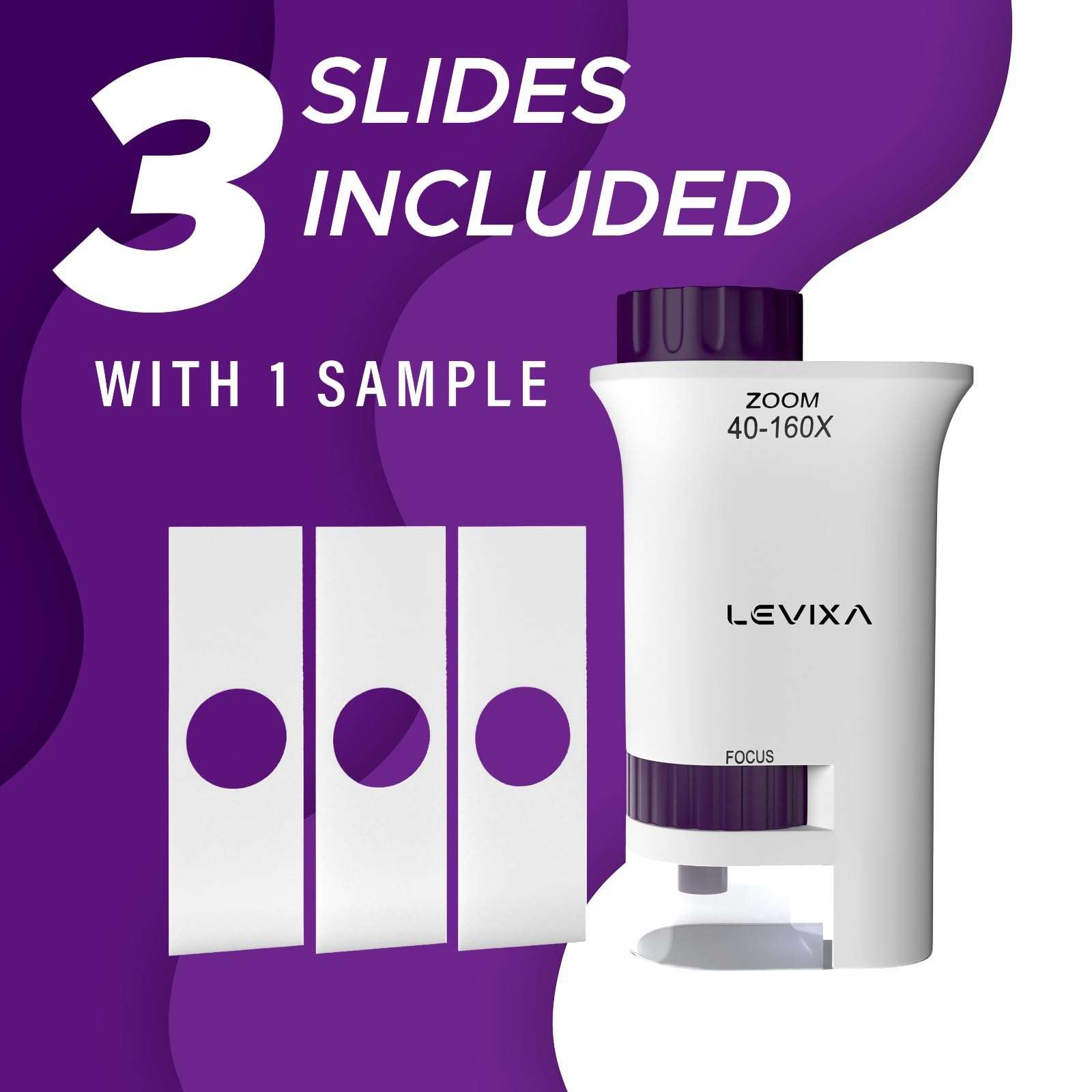 Levixa Pocket Microscope – 40x-160x Mini LED Handheld Lab Microscope with 3 Prepared Slides – Portable Tool for Learning, Education and Science Exploration 4