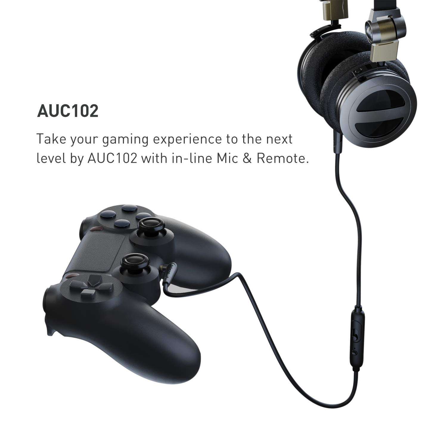 Aux Cord 3.5mm 1.5m/4.9ft with Mic and Volume Control Audio Cable to Connect Gaming Headphones with Xbox/PlayStation, Male to Male Replacement Cord for Music and Voice Streaming for Mobile Phones 2