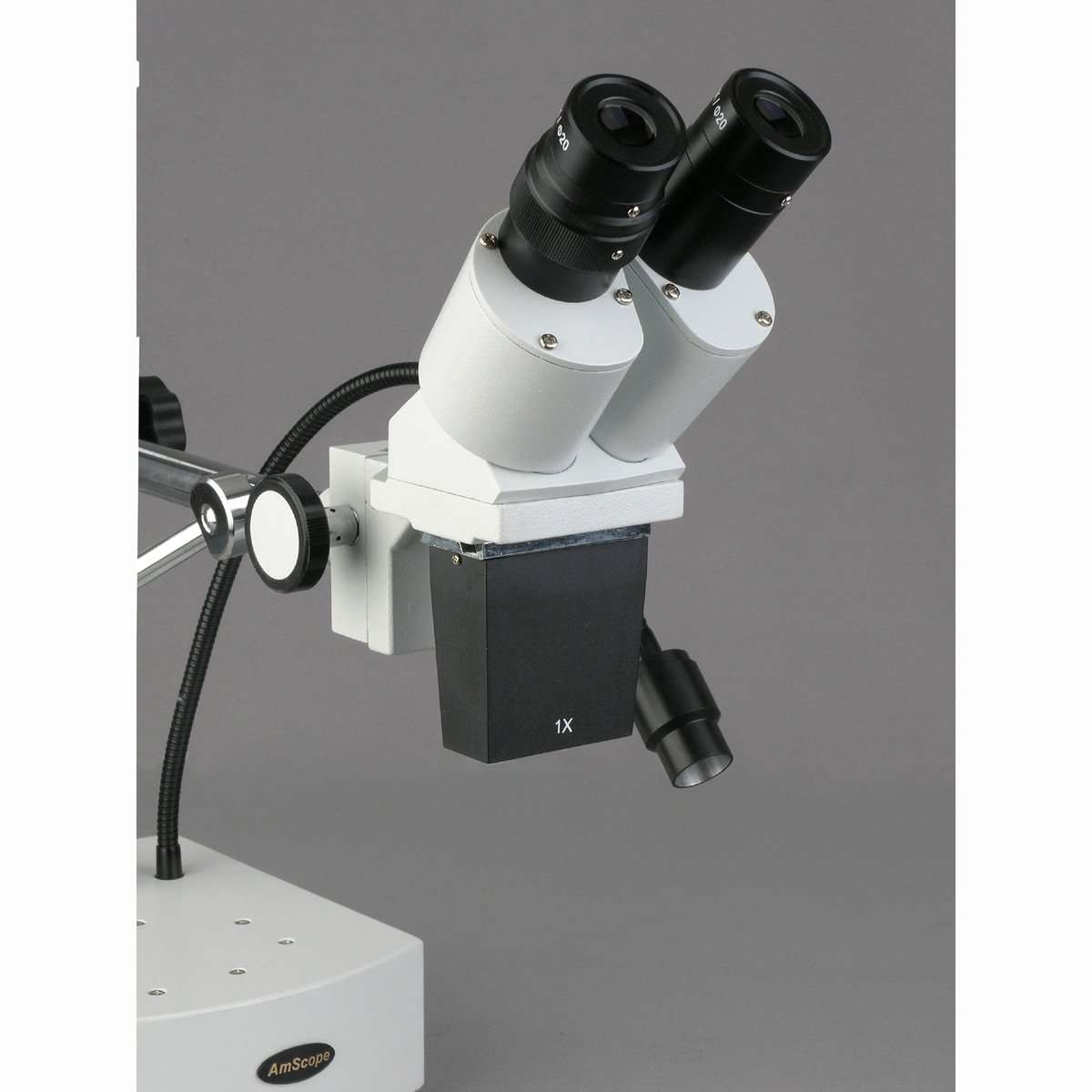 AmScope SE400-X 5X-10X Binocular Boom Arm Stereo Microscope with LED Gooseneck Light 5
