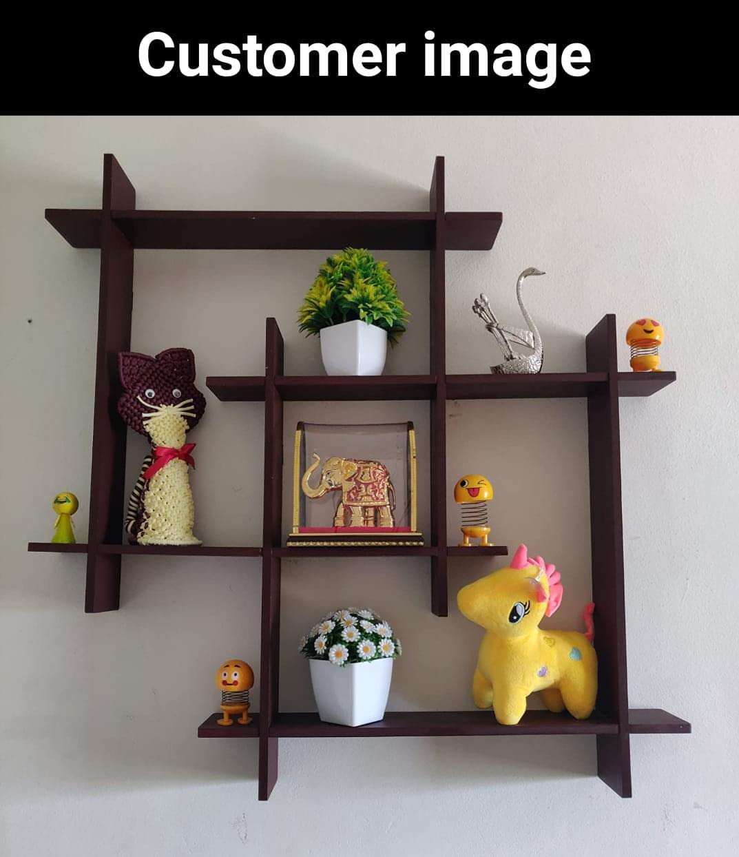 FireBees Decoration Item for Reception,Storage Organizer Shelf for Wall Decoration,Decorative Wall Shelf for Bedroom,Living Room,Combination Shelf (Brown) 5