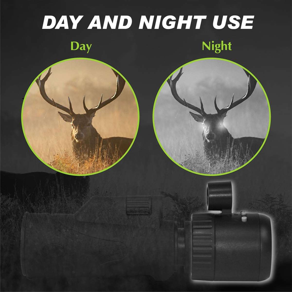 Digital Night Vision monocular Telescope，Day & Night Vision Scope Monocular with 850nm IR 10X Digital Zoom,Easy to Install and use on Various telescopes，and can Also be Used independently(NV100) 3