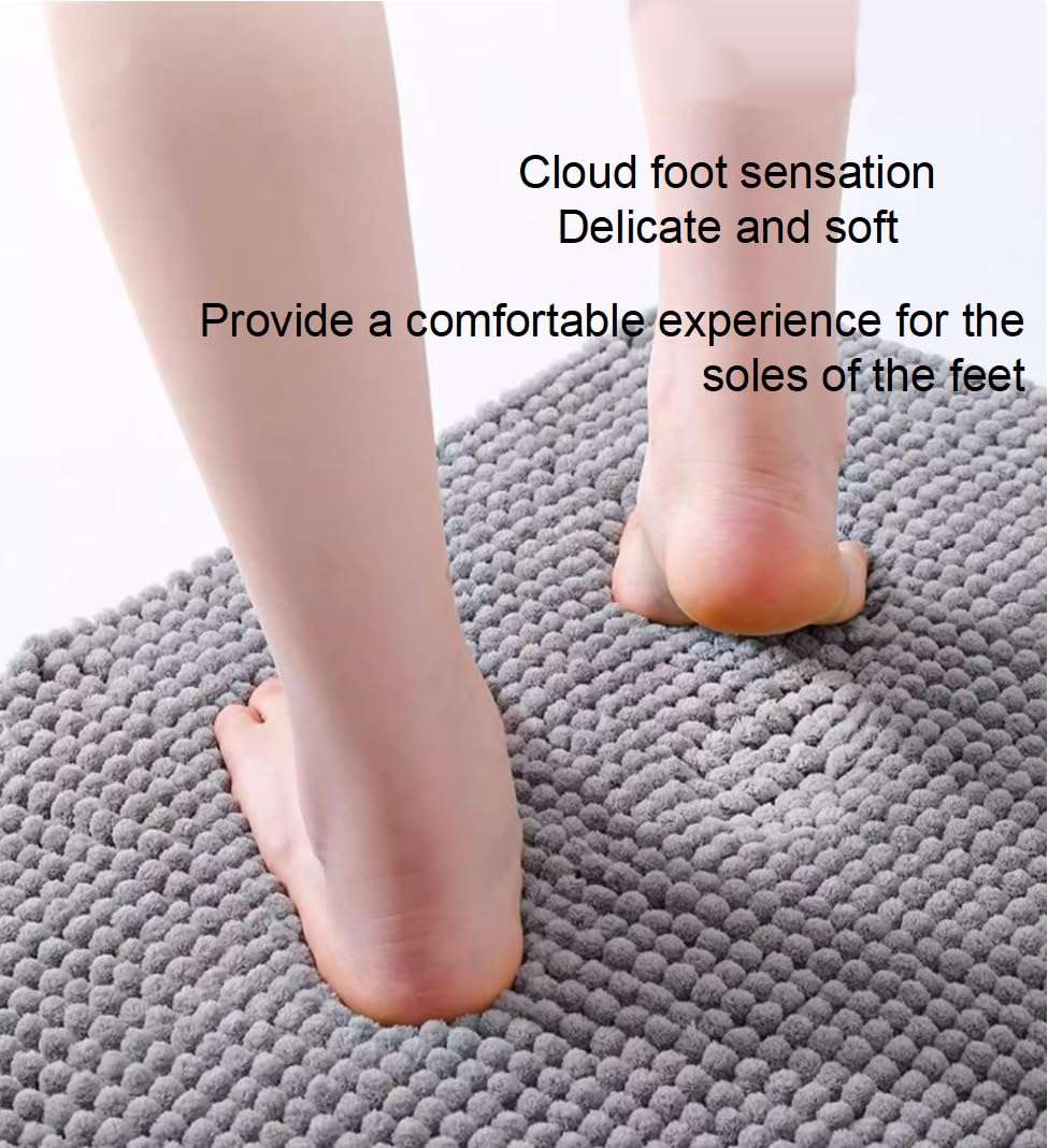 Bathroom Rug Mat 24 x 16，Non Slip Bath Mats for Bathroom Floor，Extra Soft Non Slip Absorbent Water Bath Rug，Plush Rugs for Bathtubs，Machine Washable Carpets，Home Decor Accessories，Gray 5