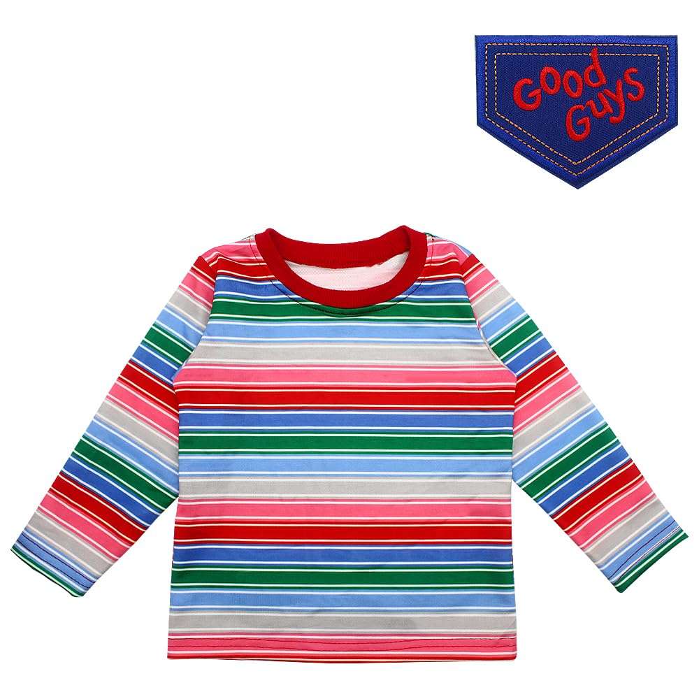 Costume for Kids Stripe Shirt & Good Guys Patch Set Baby Boys Girls T-Shirts Cosplay Halloween Party Favors Gifts 1