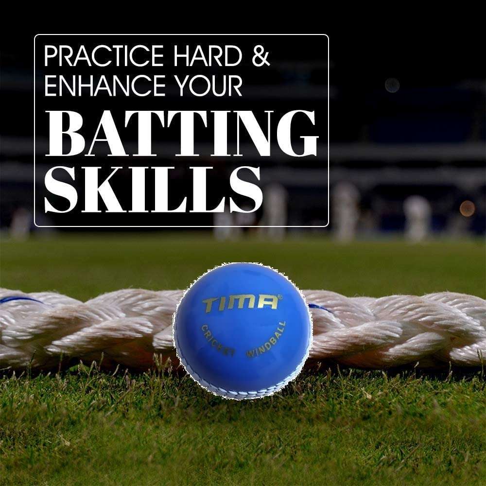 TIMA Synthetic Cricket Ball Poly Hard Cricket Balls - Indoor & Outdoor Training Cricket Ball for Coaching Practice (Blue Pack of 3) 6