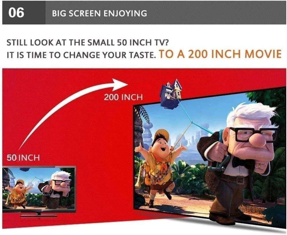 KDUFHC Bluetooth Projector, Full HD Outdoor Movie Projector Support iOS/Android, Home Theater Video Projector Compatible/PC/DVD/TV/PS4 w/Carrying Case Included 5