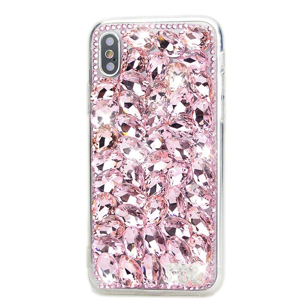 AS-Zeke Glitter Elegant Phone Case Compatible with iPhone 14 Pro Max 2022, 3D Handmade Series Pretty Rhinestone Rhinestone Crystal Bling Design Cover Case with Screen Protector [2 Pack] - Pink 2