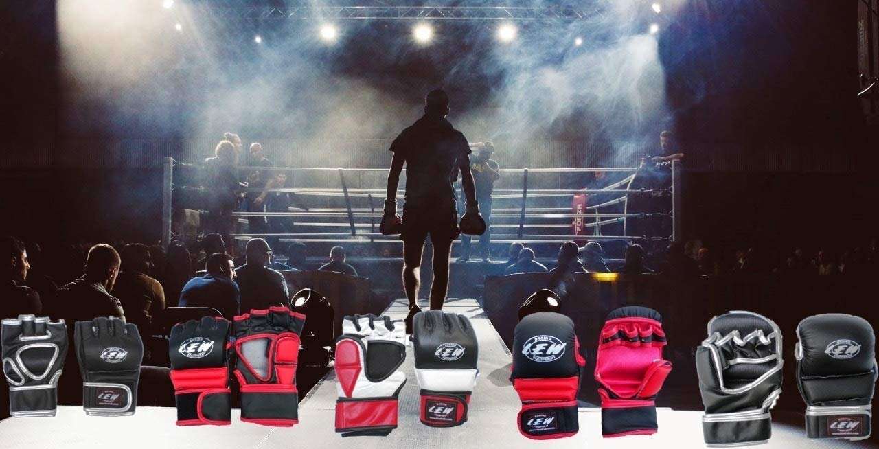 LEW Black/Sliver Super Star MMA Grappling Gloves (Black, S/M) 2