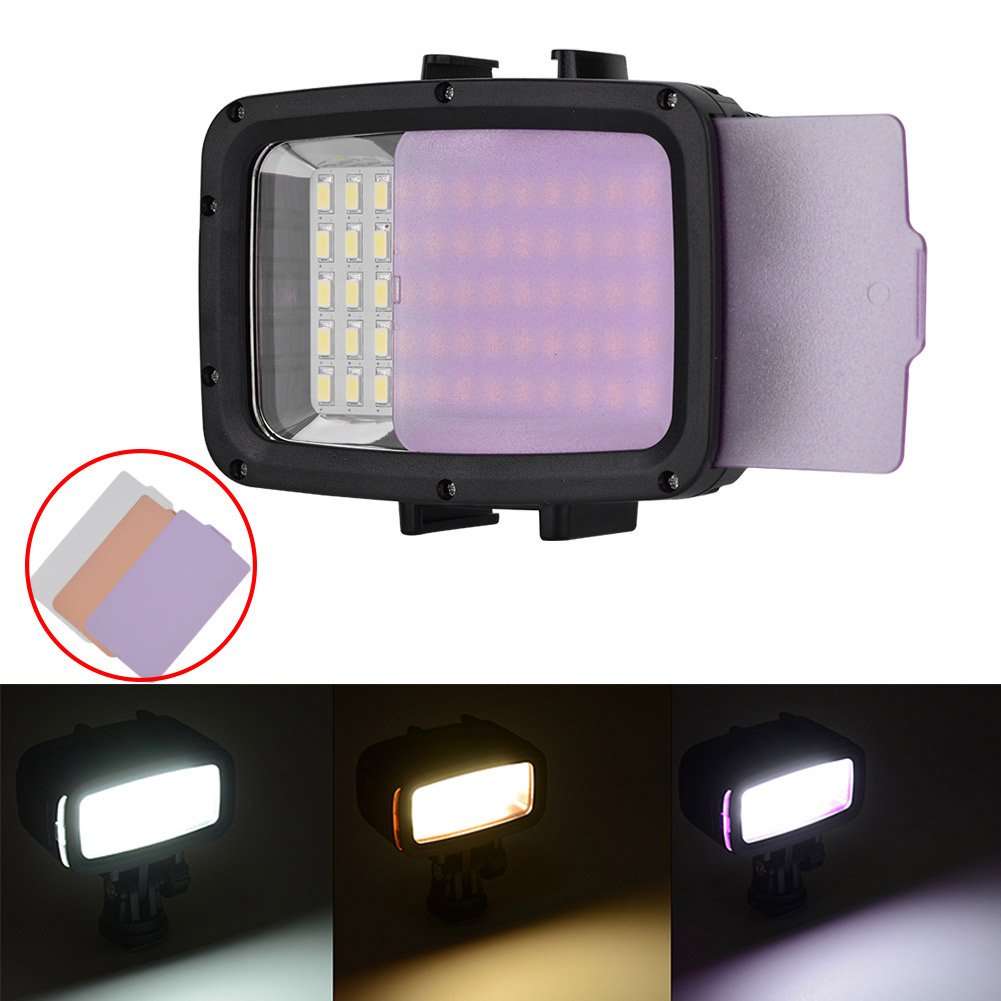 Camera Light 40m/130ft Underwater Waterproof Diving 60pcs LED Video Light 16:9 Wide Screen Fill Lamp for Camera and Smartphone 4
