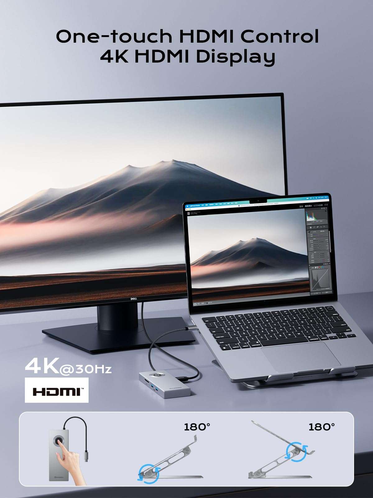 minisopuru USB C Laptop Docking Station Stand with 4K HDMI, 100W PD, Docking Station for MacBook Pro/Air/Dell/HP/Surface, Adjustable Laptop Stand for 10-17" Laptops & Tablet(4 USB A, RJ45, SD3.0) 4