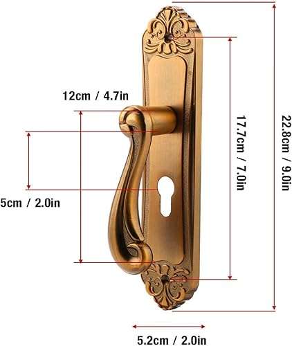 Room Door Handle, Chacerls Door Lock Handle Vintage European Style Aluminium Alloy Room Interior Door Lock Handle Furniture Hardware 4