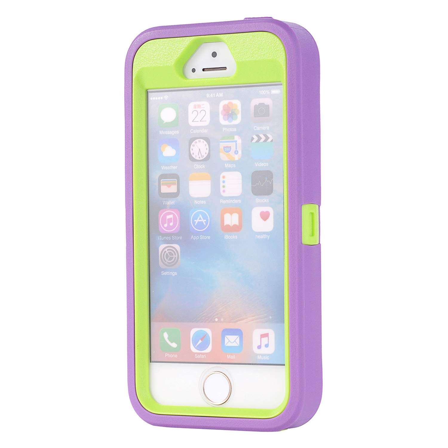 iPhone SE Case,(1nd gen) Lordther [ShieldOn Series] Hybrid Synthetic Rubber TPU Covers with Screen Protector Only for iPhone SE 5SE 5 5s (Purple Green) 4