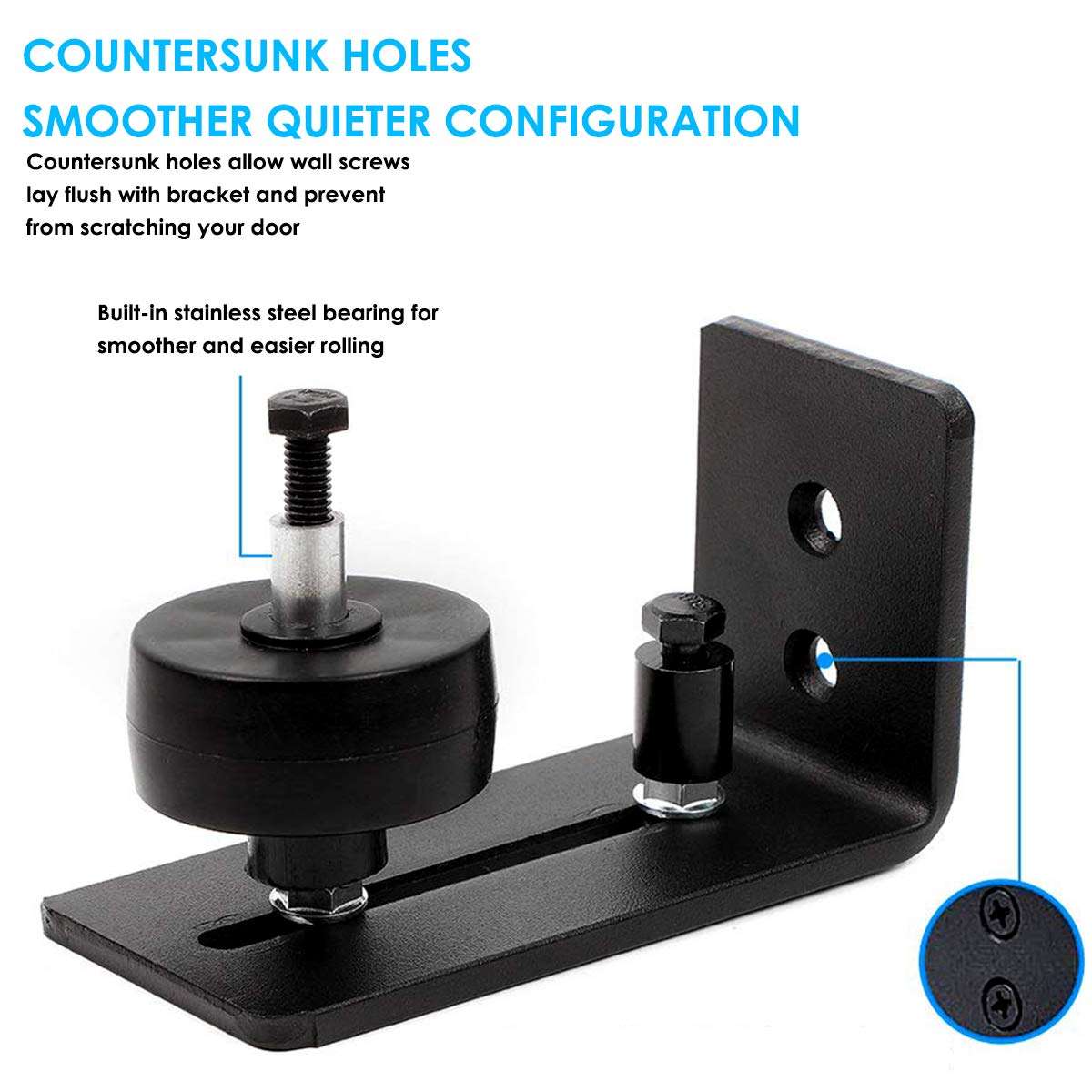 Barn Door Hardware, Multi-Function Sliding Barn Door, Adjustable Floor Guide Roller, Floor and Door Panel Non-Damage, Fits Barn Doors Up to 8.4 cm 2