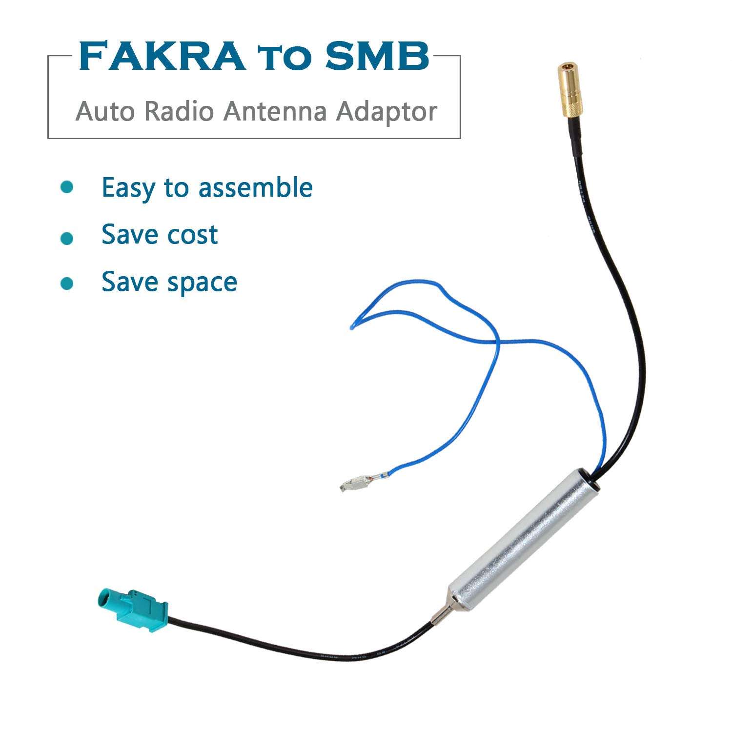 Anina Connect Factory Satellite Radio Antenna to Aftermarket Satellite Radio Tuner Adapter Cable Wire Harness For 2007-2022 Jeep Wrangler JK/Dodge/Chrysler Satellite Radio Antenna Adapter FAKRA to SMB 2