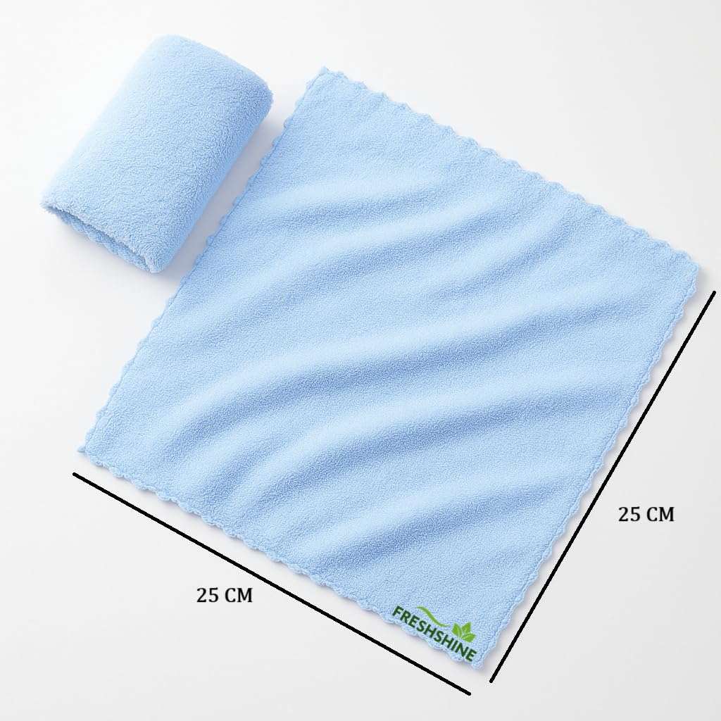 FRESHSHINE Plain Face Towel/Handkerchief 400 GSM Extra Soft & Super Absorbent Face Towels for Women's, Kid's & Newborn Babies Set of 6 pcs (25x25 CM) - Multicolor 3