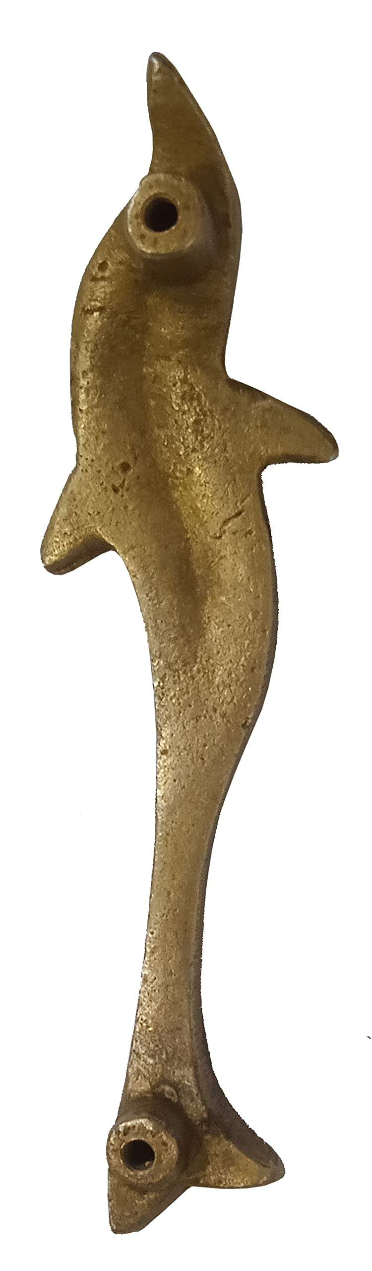 Purpledip Brass Handle: Fish Shape Vintage Design Grip for Door Window Dresser Cupboard Drawer, 4.5 Inches Long, Golden (11024) 4