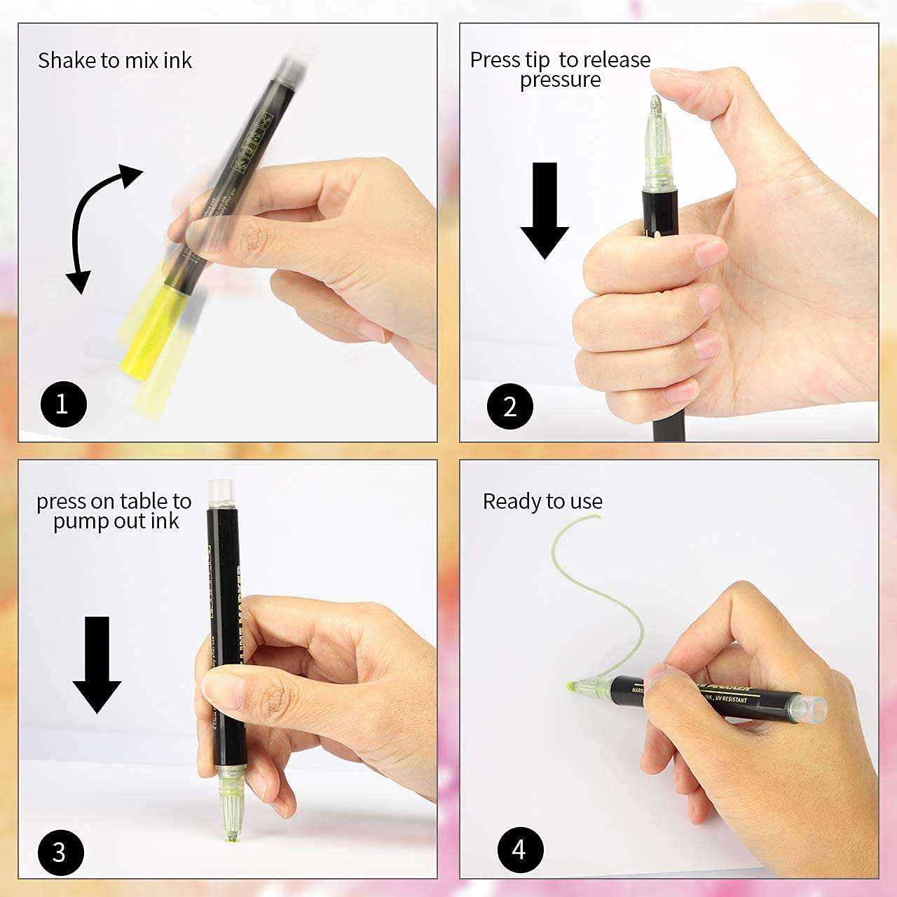 Trusmile Double Line Outline Pens, Shimmer, Self Outline Metallic Pens for Greeting Cards/Drawing/Craft Projects/Posters/Painting/Kid and Self Journal (12 Colors) 3