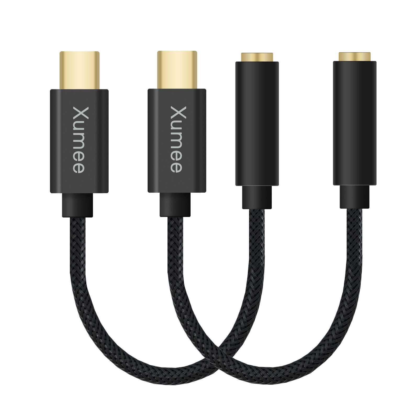 USB C to 3.5mm Headphone Adapter(2 Pack) - Type C to AUX Audio Jack DAC Dongle Cable Cord Compatible with Pixel 4 3 2 XL, Samsung Galaxy S20 Ultra Z Flip S20+ Plus Note 20 5G Note 10 (2 Pack, Black) 1