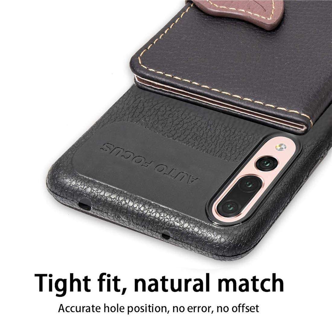 DINGXUEMEI XUEMEI CASE Multi-Functional Leather Cell Phone Cases & Covers Leaf Style Magnetic Leather Case for Huawei P20 Pro, with Holder & Card Slots & Wallet & Photo Frame (Black) (Color : Black) 5