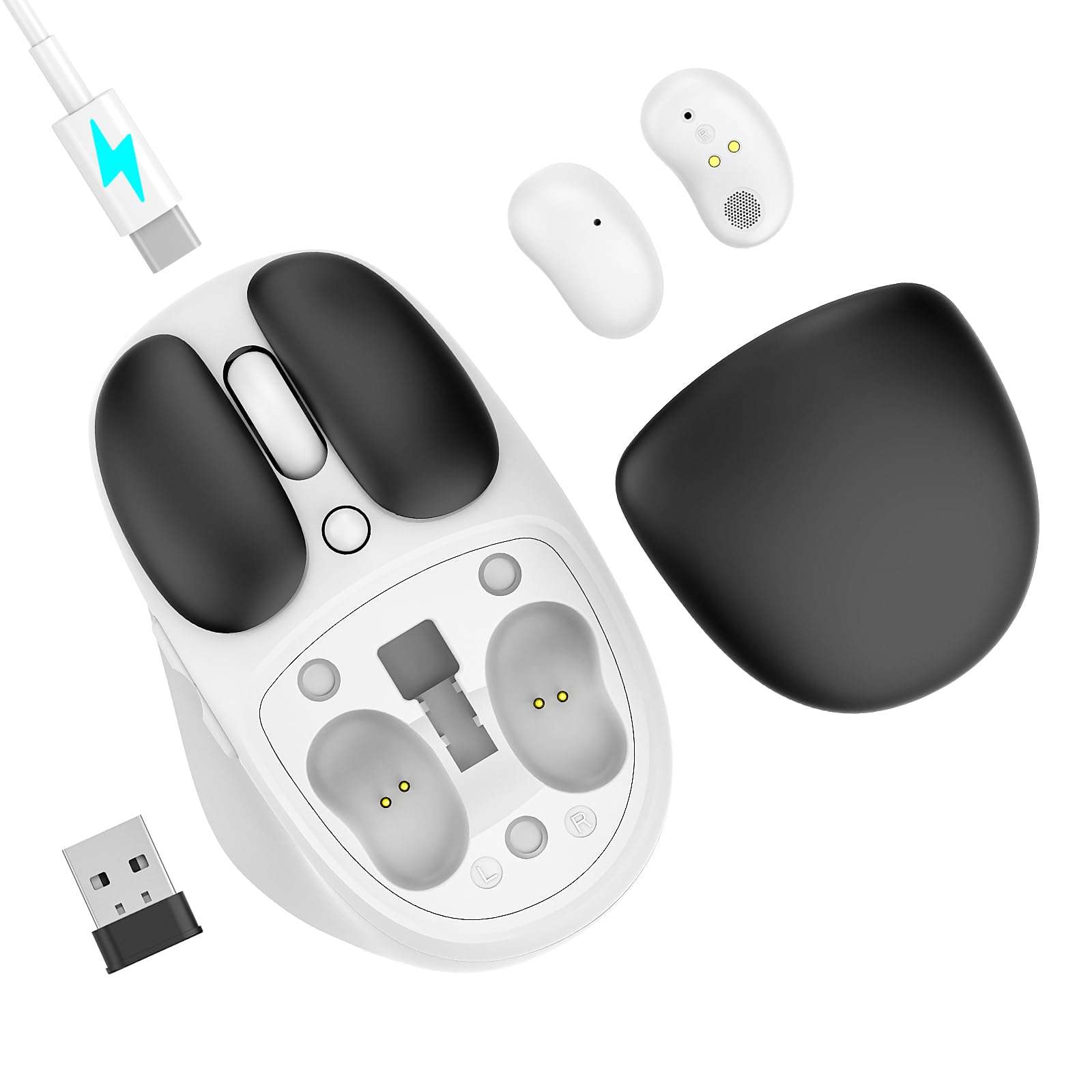 TMICE 2-in-1 Wireless Bluetooth Mouse with Earphone Combo - Bluetooth 5.0, 5 Adjustable DPI, Long Battery Life Up to 60 Hours, Black 1