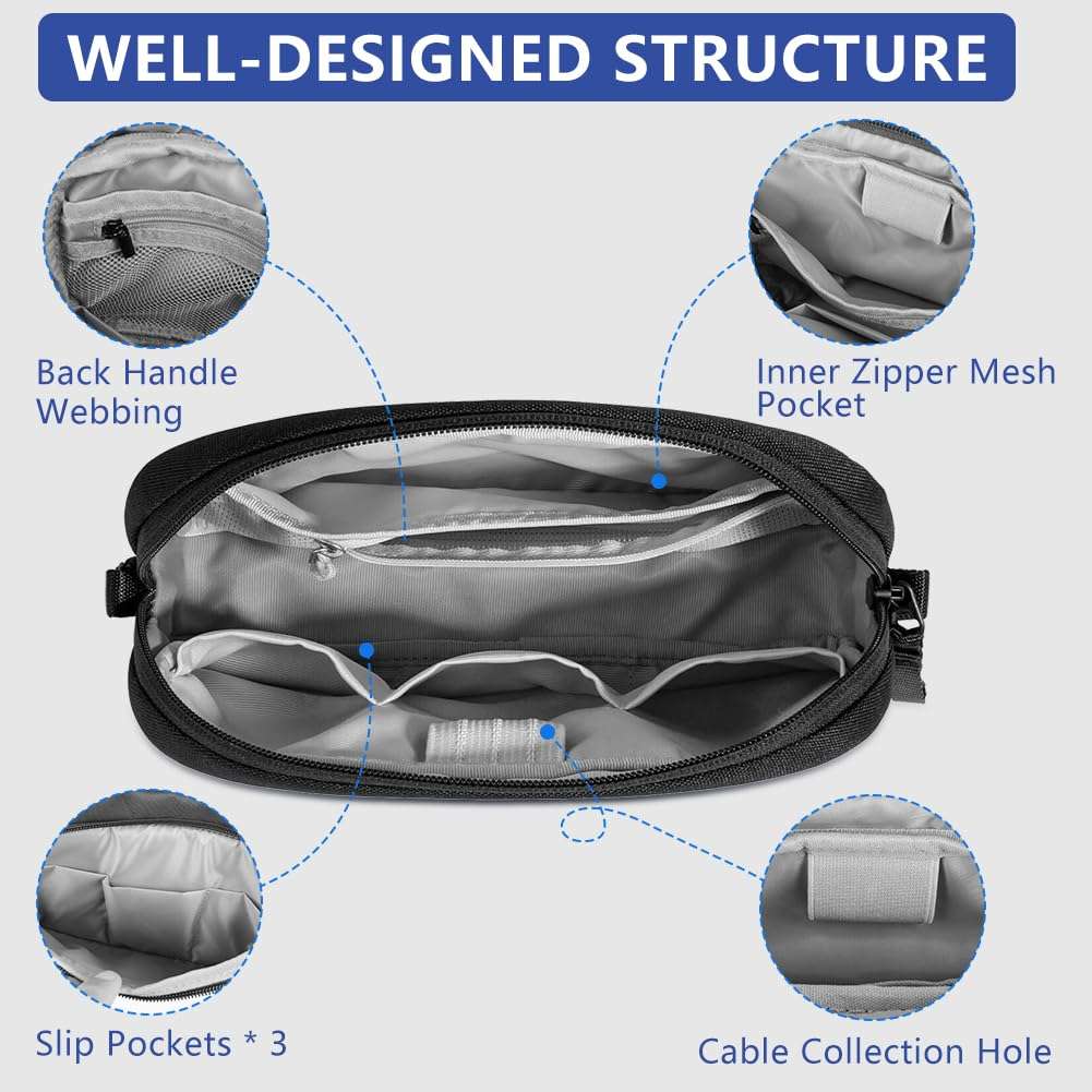 AMFUN Electronics Organizer Travel Case Bag, Portable Tech Pouch Accessories Carry Storage, Water Resistant Travel Bag Cable Organizer for Phone, Cables, Power Bank, USB Flash Drive, Daily Items 6