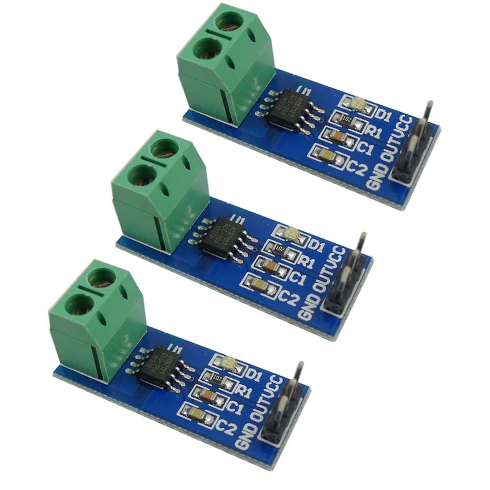 Ferwooh ACS712 20A Range Power Sensor Module Chip ACS712ELC-20A Current Sensor Module Hall Sensor Measurement Module with Power Indicator for Arduino (Pack of 3PCS) 1
