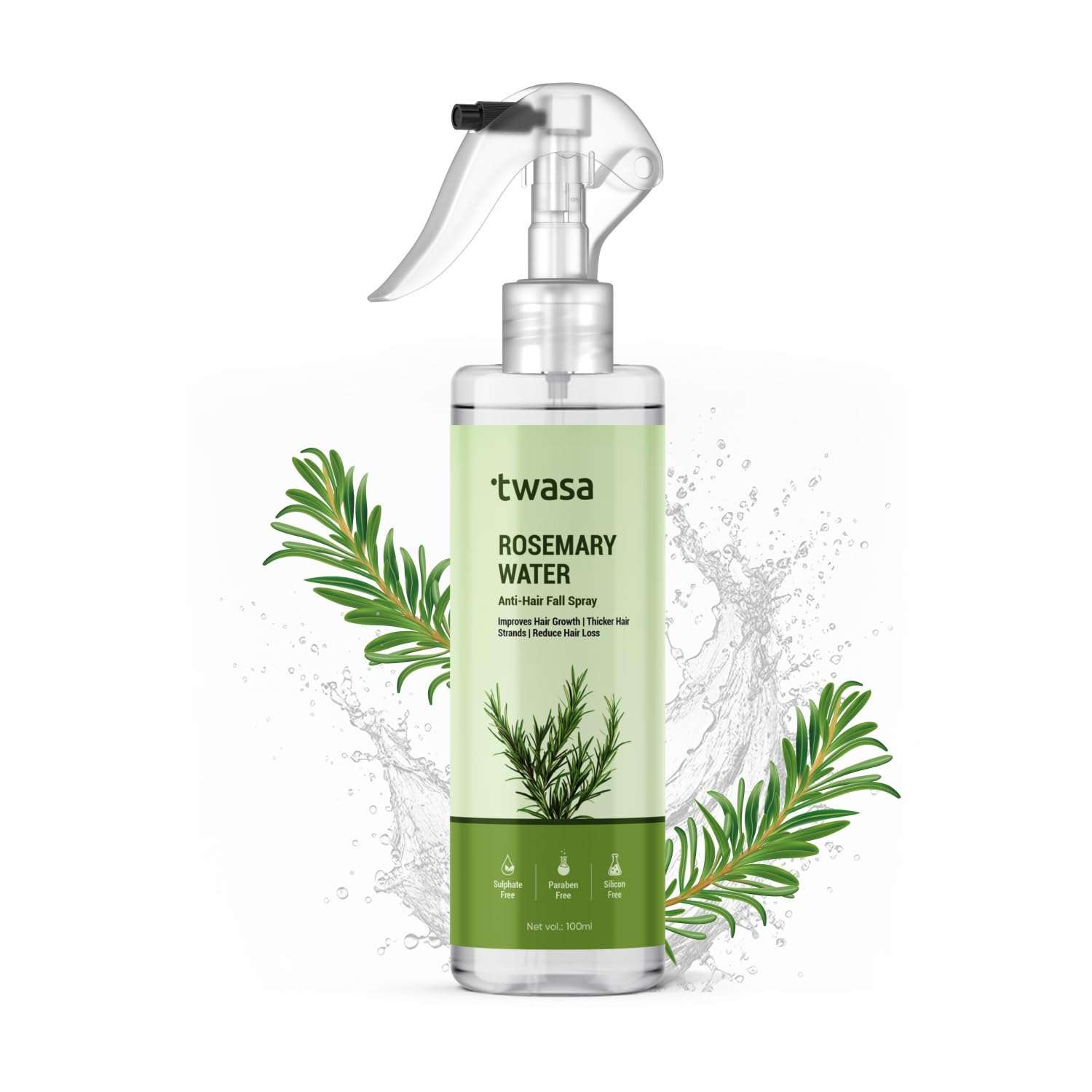 Twasa Rosemary Water Spray For Hair Growth with Natural Rosemary Extract | Anti Hair Fall Mist For Reduce Hair Loss, Adds Shine & Thicker Hair Strands | Men & Women, 100ml 1