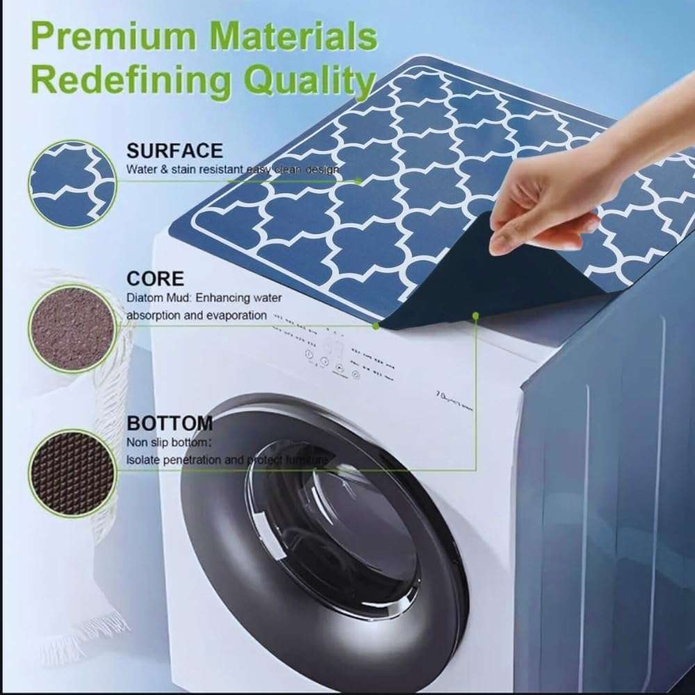 Homecloud Non-Slip Washing Machine Mat – Durable Waterproof Protective Cover for Washer & Dryer, Dust-Resistant Mat Ideal for Laundry Room & Kitchen Appliances (Navy) 3