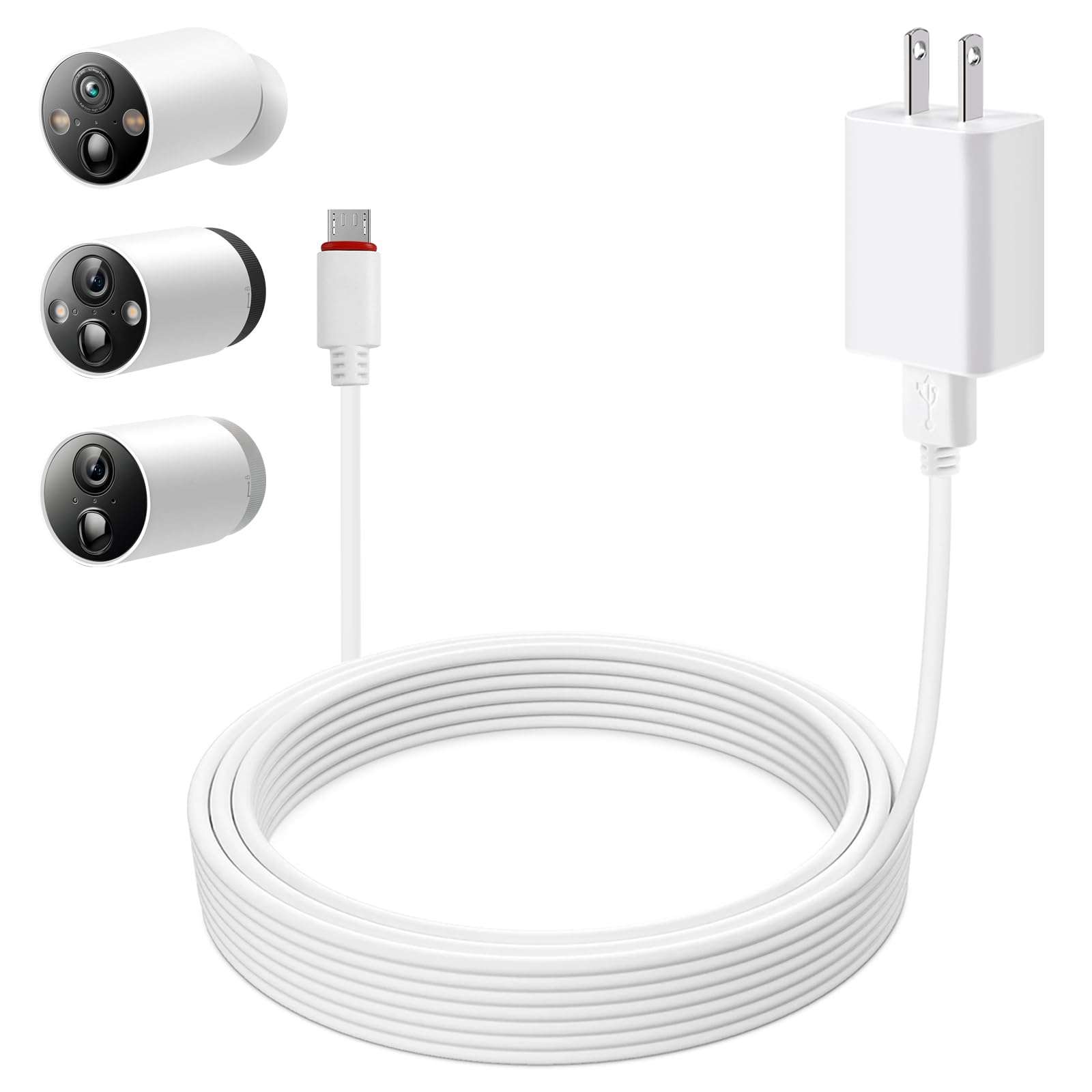 5m/16ft for Tapo C420 Extension Cable,Outdoor Power Adapter for Tapo C425,90 Degree Micro to USB Power Cord,IP65 Waterproof Power Cable for Tapo C400,Wire Long Power Supply Cables Security,White