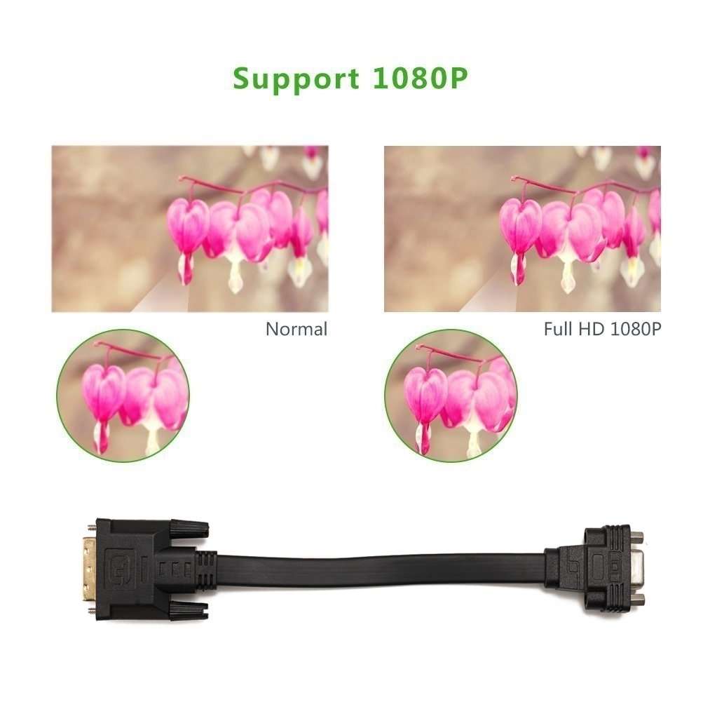 YIWENTEC Active DVI-D Dual Link 24+1 Male to VGA VGA Female M/F Video with Flat Cable Adapter Converter 5