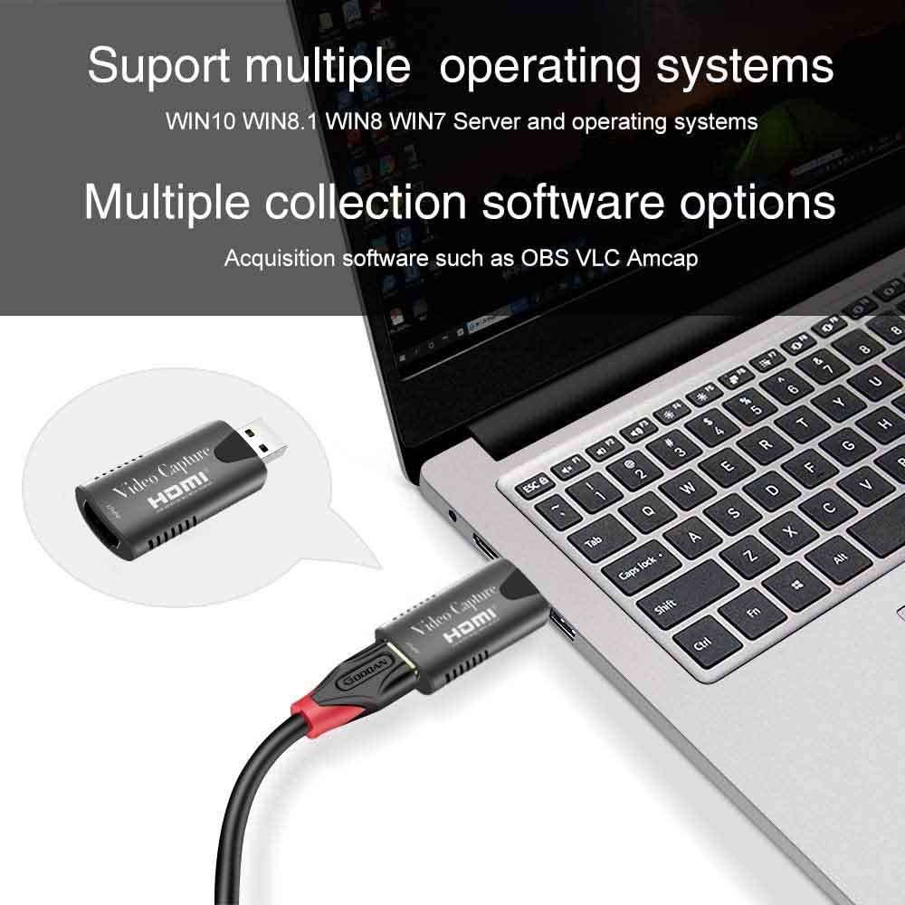 Video Capture Card HDMI to USB 2.0 Audio Video Capture Cards HD 1080p 60fps Record Directly for PC TV PS4 Xbox DSLR Camcorder Support Windows Mac OS Android System 4