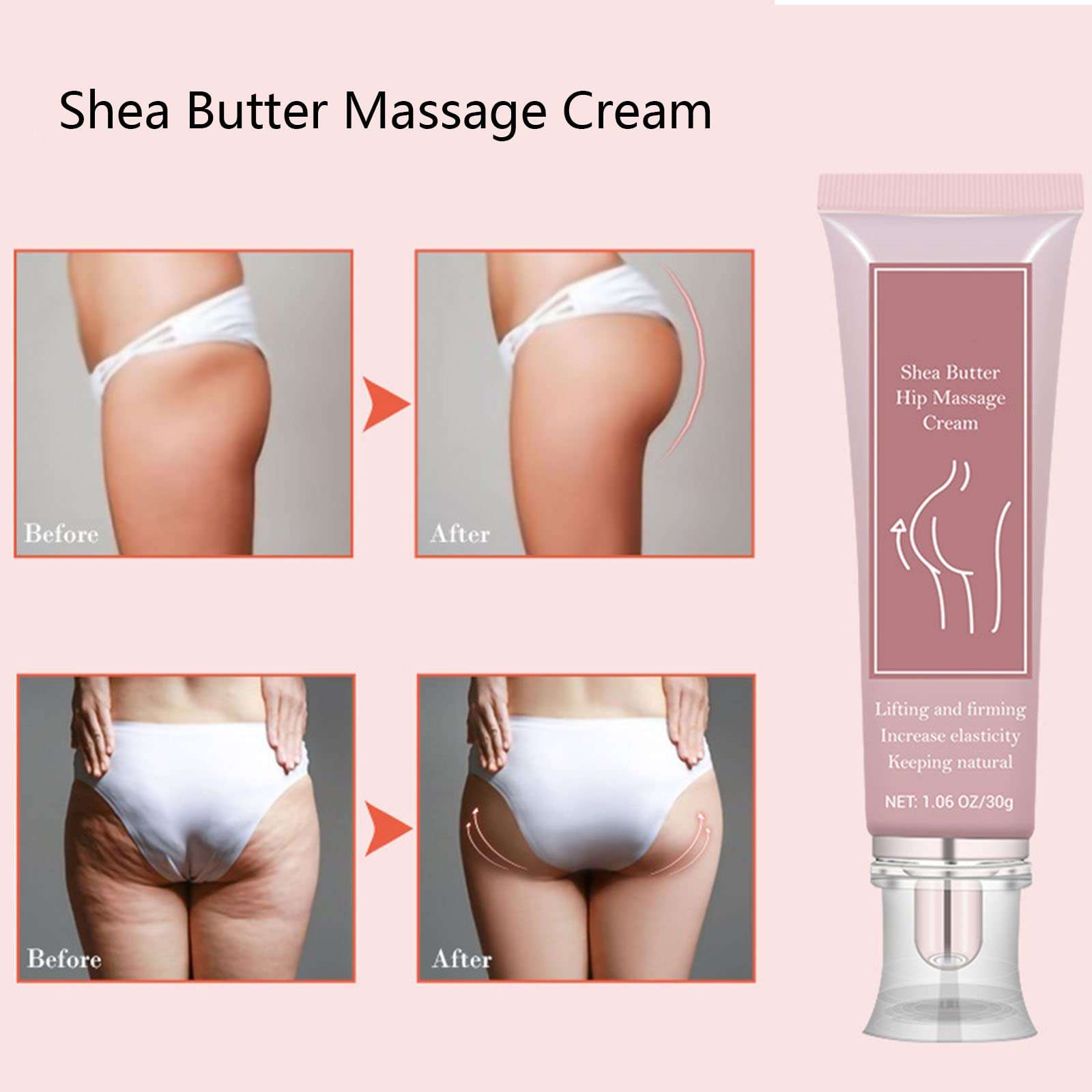 AMIVAI BootyBooty Shea Butter Massage Cream,B-Curves Bum Care Cream,Shea Butter Hip Massage Cream,Butt Enlarger Enhancement Cream (5-pcs) 5
