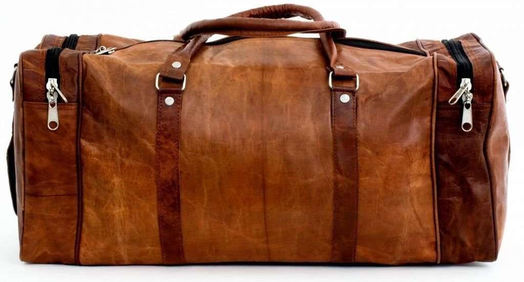 Pranjals House Brown Textured Leatherette Stylish & Spacious Weekender Duffle Bag for Travel22 inch Unisex Duffle Travel Bag 3