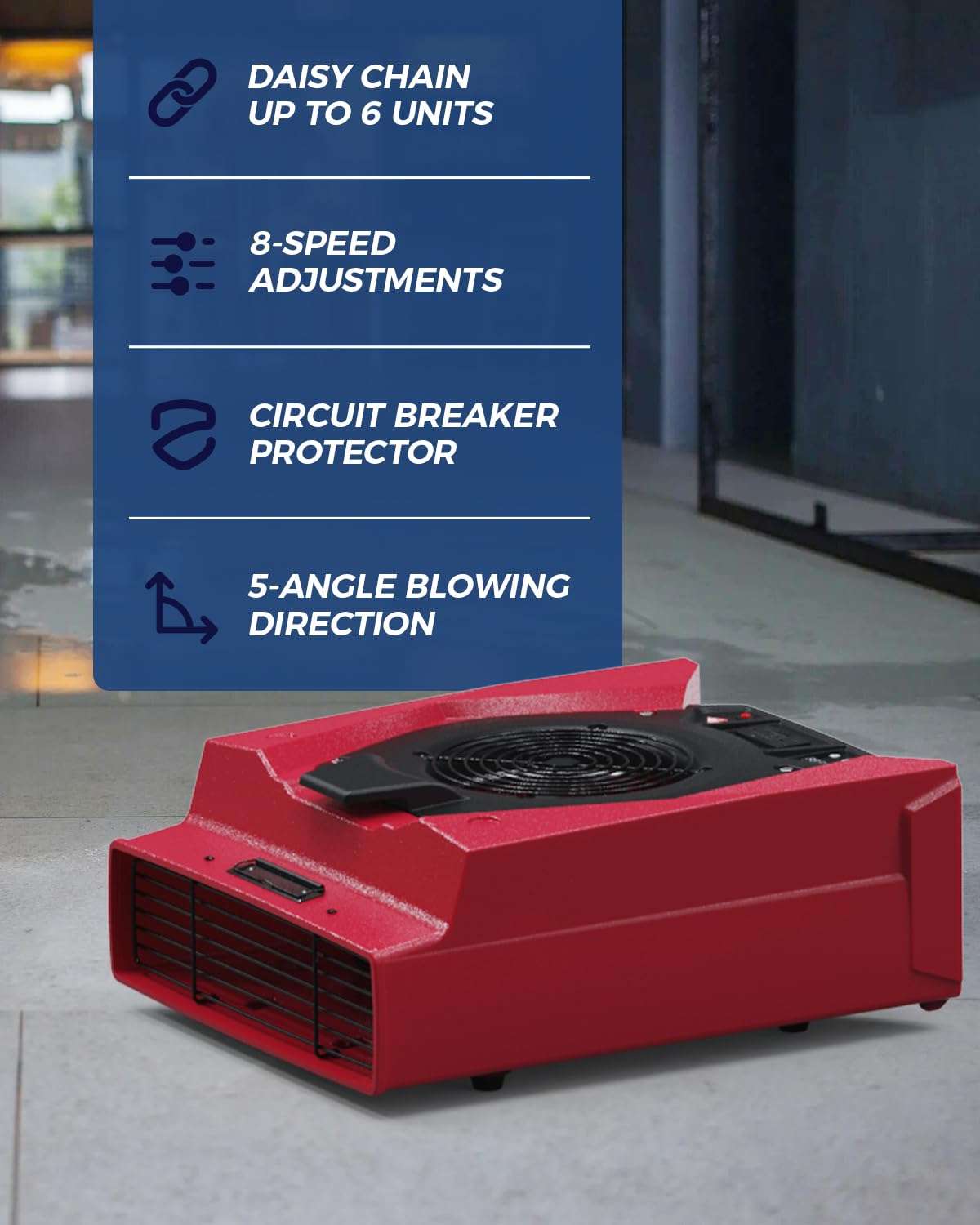 Alorair HEPA Air Scrubber Bundle Deal (Red):950 CFM Air Mover & Stackable 550 CFM Negative Air Machine for Indoor Air Quality & Water Damage Restoration(1*HEPA 550 Air Scrubber,1* Zeus 900 Air Mover) 4