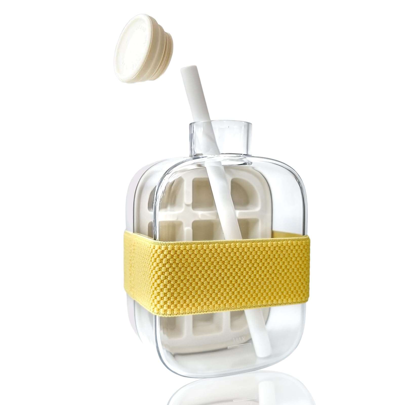 2-in-1 Ice 500ml Cube Bottle with Straw - Easy Press Ice Tray Water Bottle, Leak Proof Lid, Touch-free Vertical Ice Maker for Freezer, Travel, Gym & Home Use 1