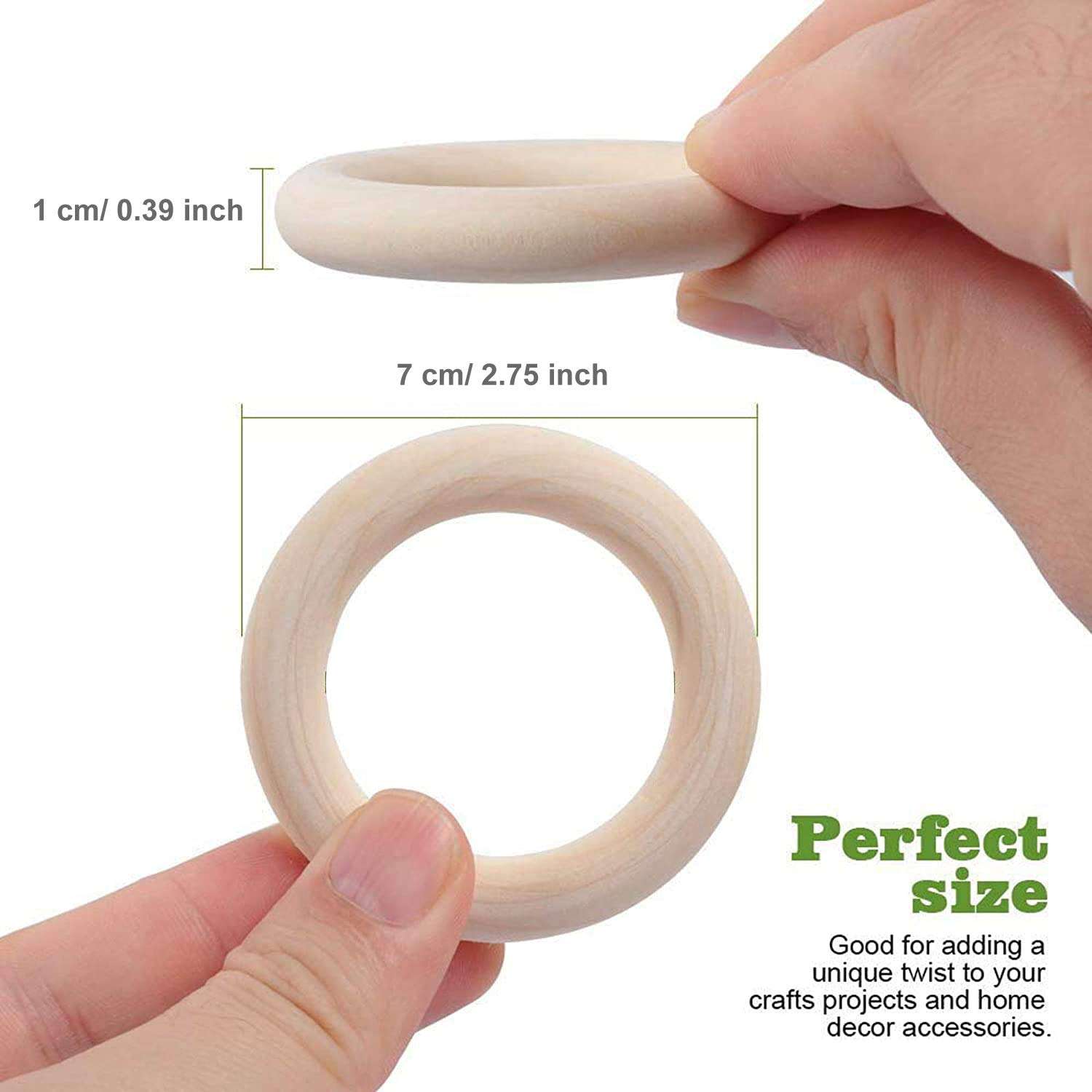 GIFTI SKY Art and Crafts Natural Smooth Unfinished Wooden Round Rings (2.75 Inches) - Set of 10 3