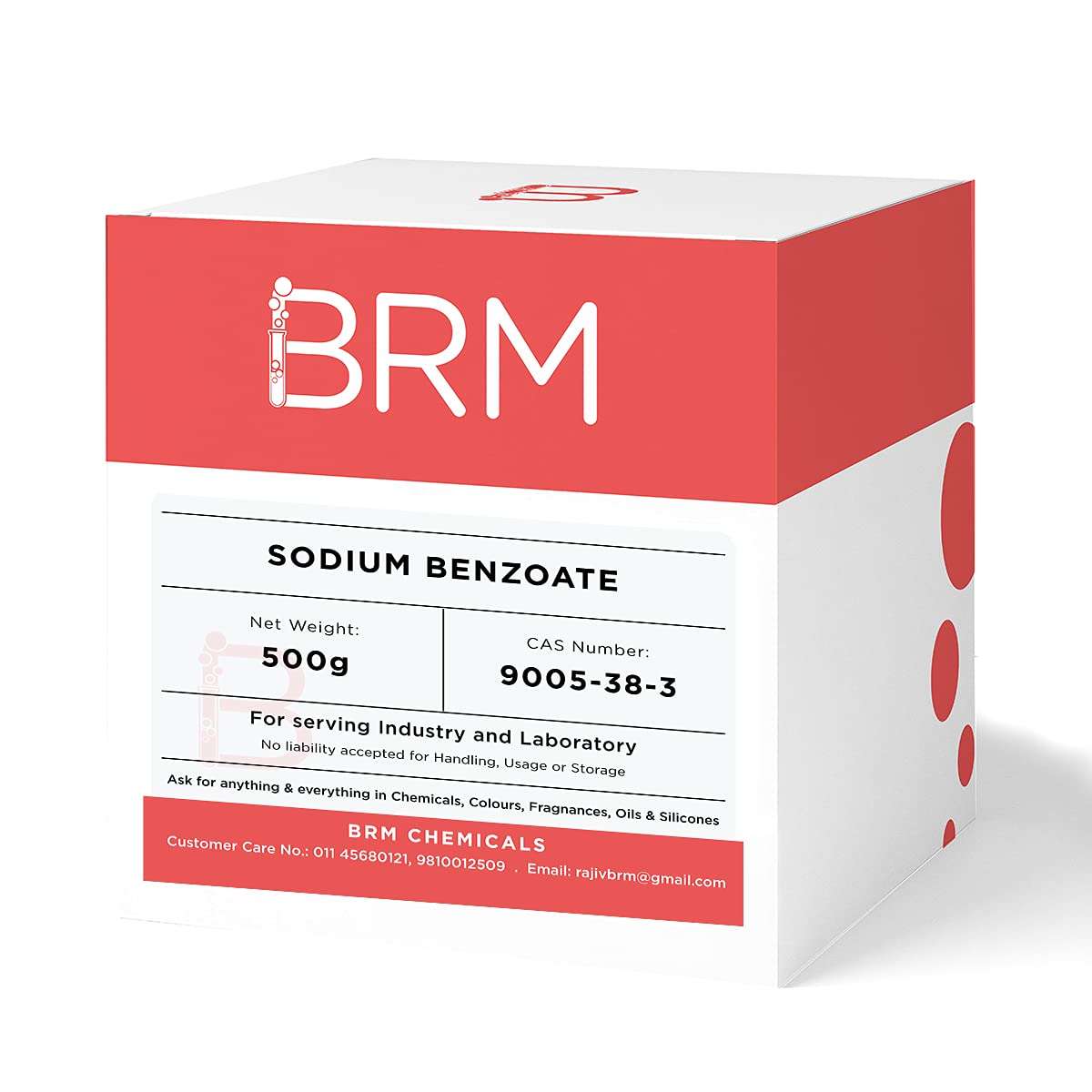 BRM Chemicals Sodium Benzoate - 500 G For Soap Making, Shampoo, Cosmetics, Moisturizer, Lotion Making, Domestic Use & Diy Personal Care For Face, Hair, Skin & Body (Pack Of 1) 1