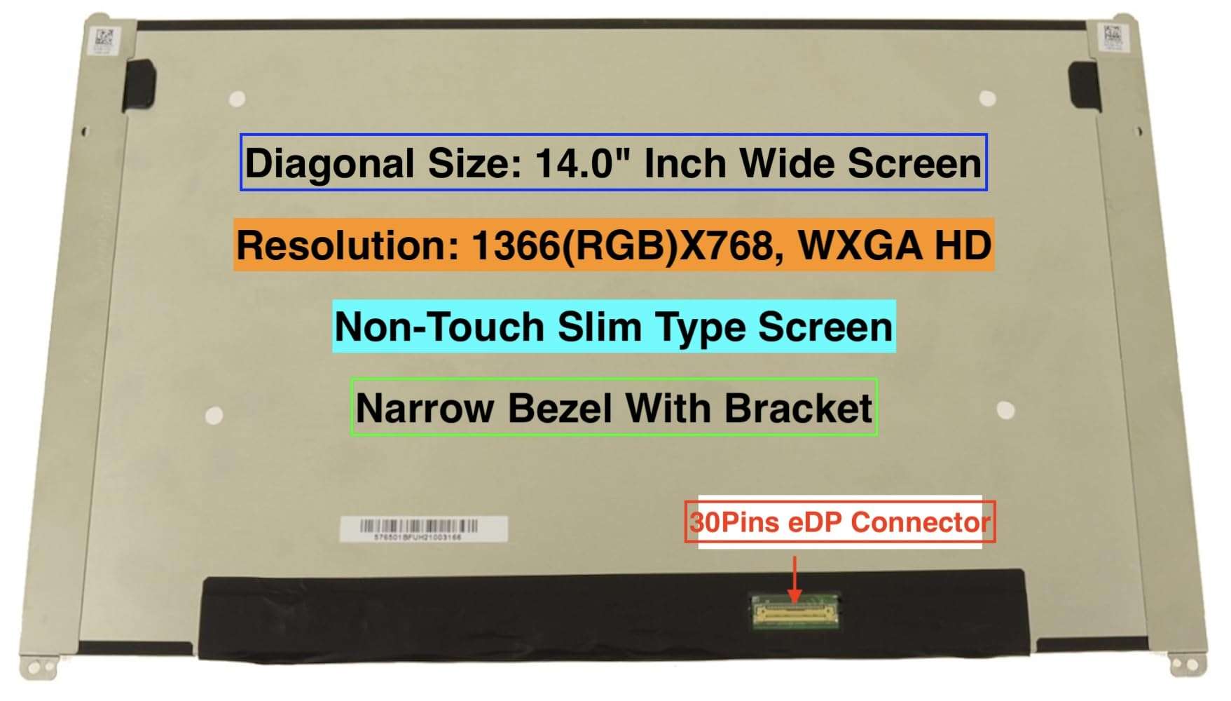 EM EMAJOR TECH New Screen Replacement for Dell DP/N 0937MP 937MP 1366X768 HD Non-Touch LCD LED Screen Display with Rails Bracket 3