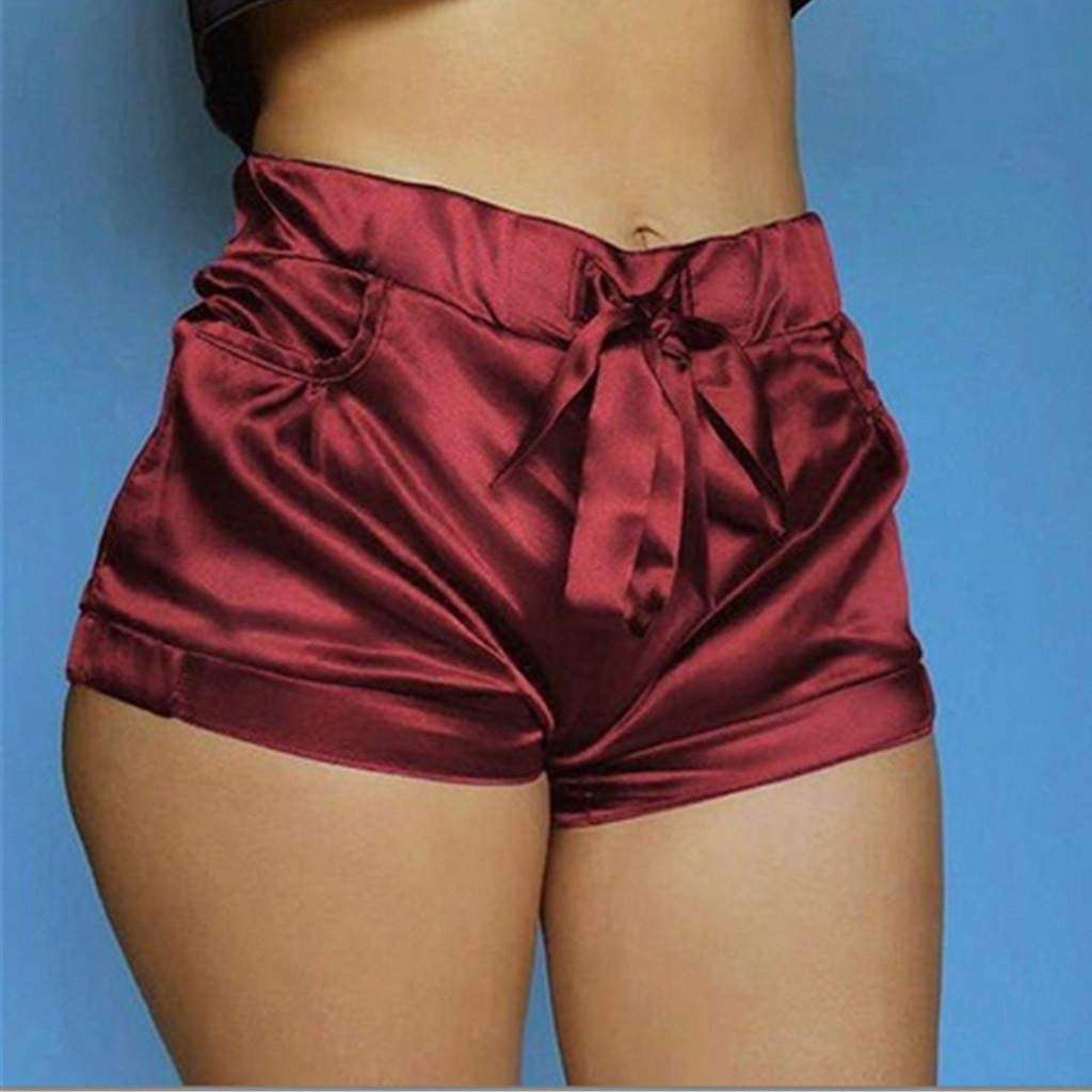 Shorts For Women High Waisted Sexy Satin Pants Summer Casual Beach Shorts With Pocket Teresamoon 3