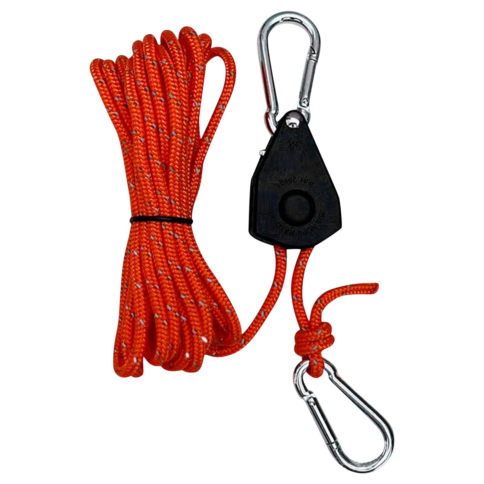 Tookie Windproof Tent Rope, Hiking Reflective Aluminum Camping Wind Rope, Outdoor Camping Tent Rope, Reflective Windproof Tent Rope with Pulley Clip, for Tent Tarp, Canopy Shelter, Climbing(Orange) 1