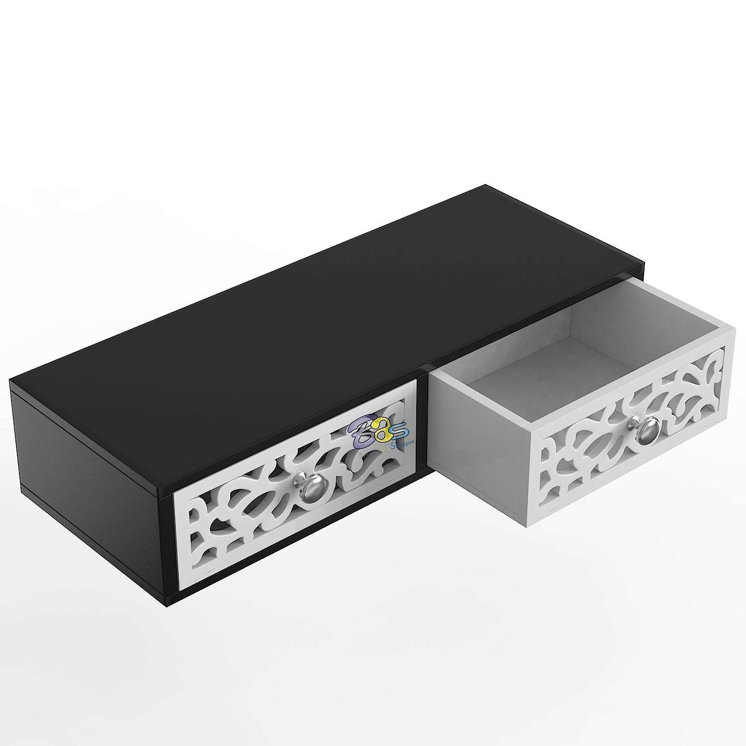 DDS Dream Decor Shoppee - TV Stand Multipurpose TV Unit/Wall Set Top Box Stand Shelf can be Used as Set top Box Book shelf/Display Shelves in Living/Dining/Offices etc. (Black White) 4