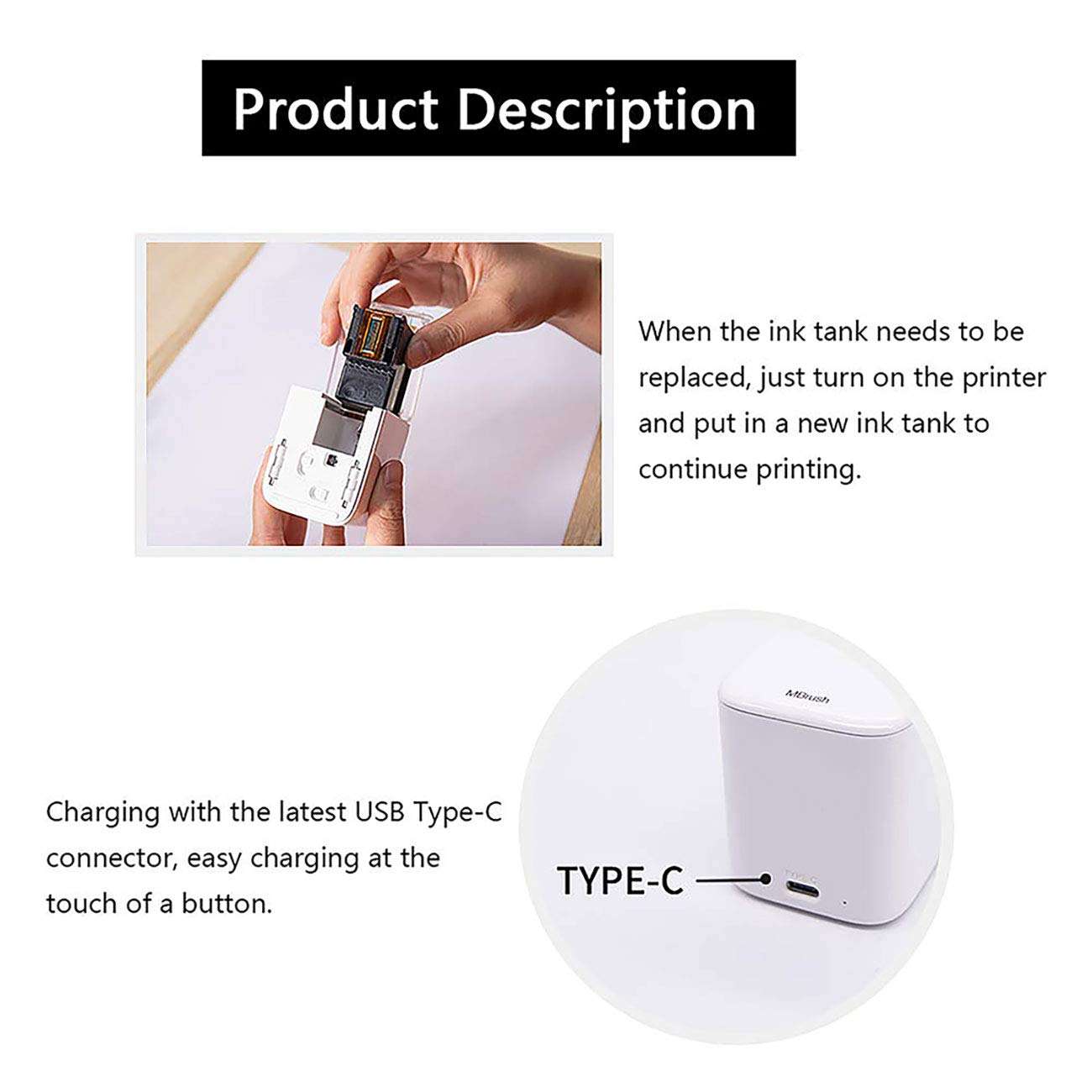 Portable Handheld Inkjet Printer with Quick-Drying Waterproof Ink &Bluetooth Mobile Color Printer for Customized Text,Home Office,Print on Wood, Glass,Clothes,Barcodes 3